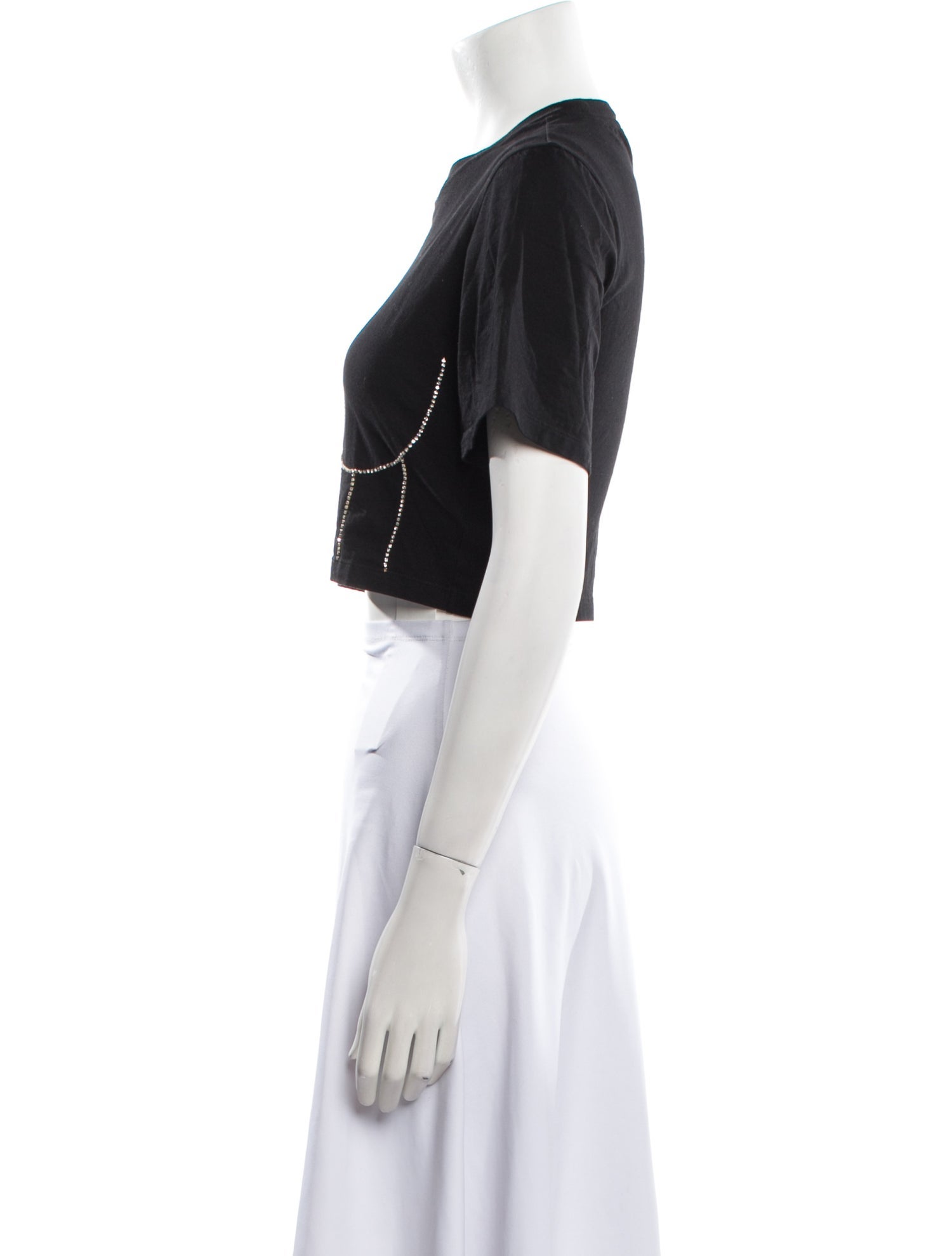 Sandro Plaid Print Crew Neck Crop Top