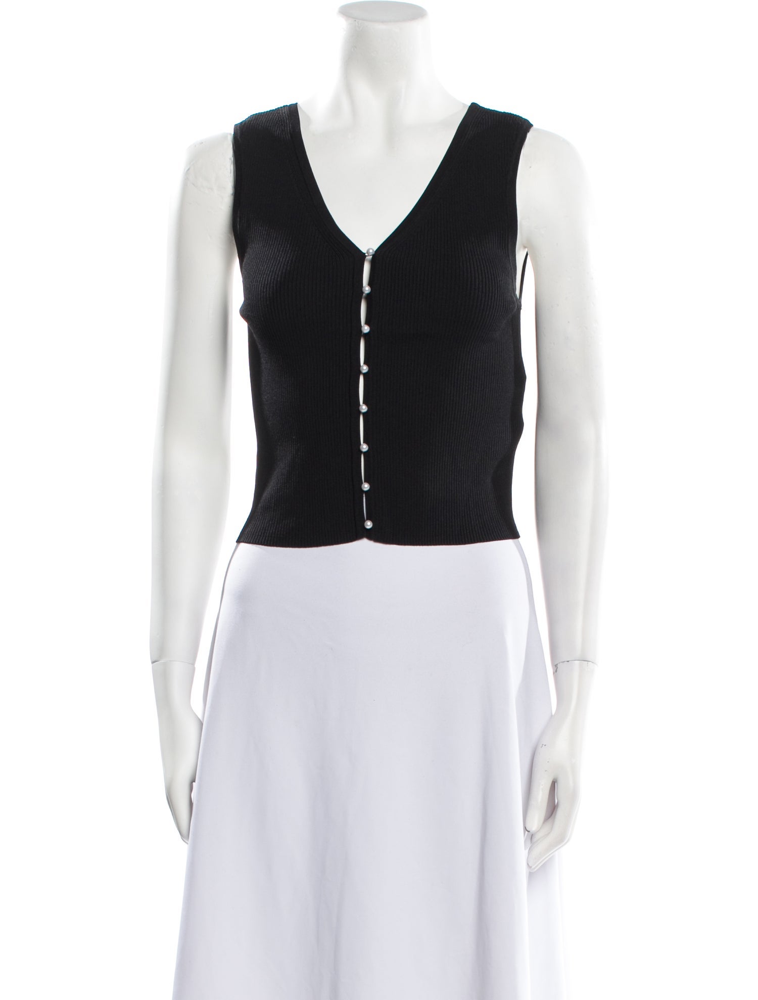 Sandro V-Neck Sleeveless Crop Top