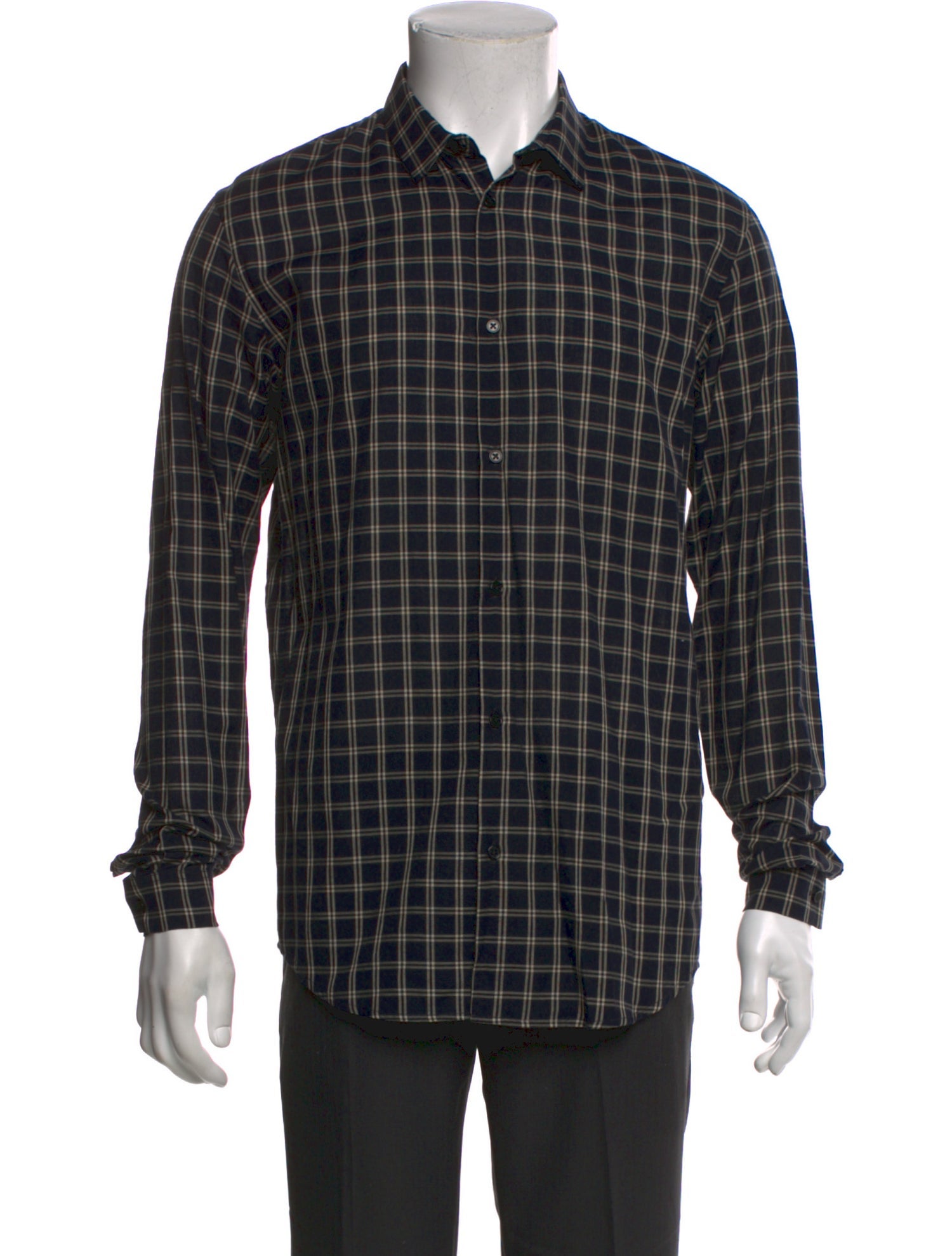 Sandro Plaid Print Long Sleeve Dress Shirt
