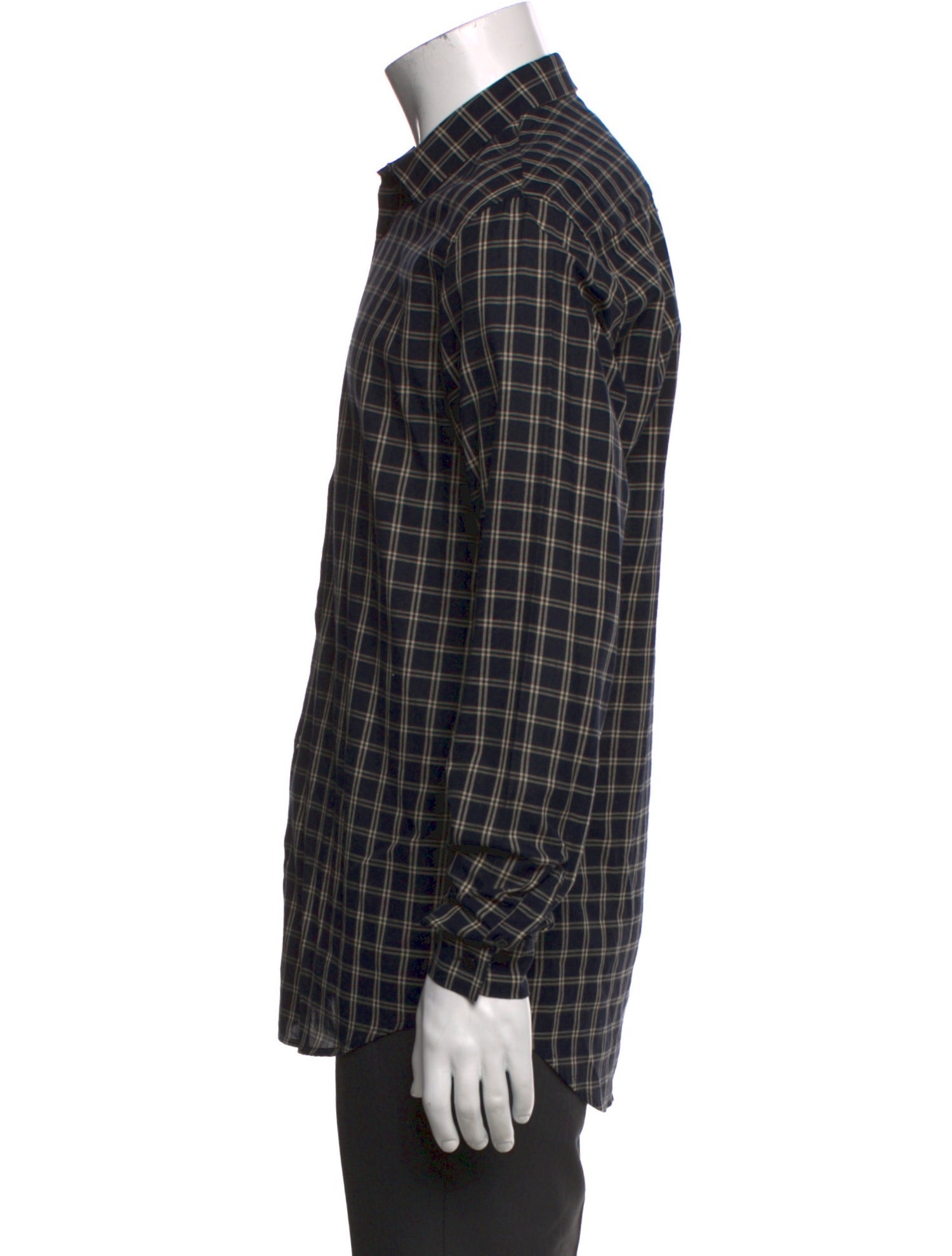 Sandro Plaid Print Long Sleeve Dress Shirt