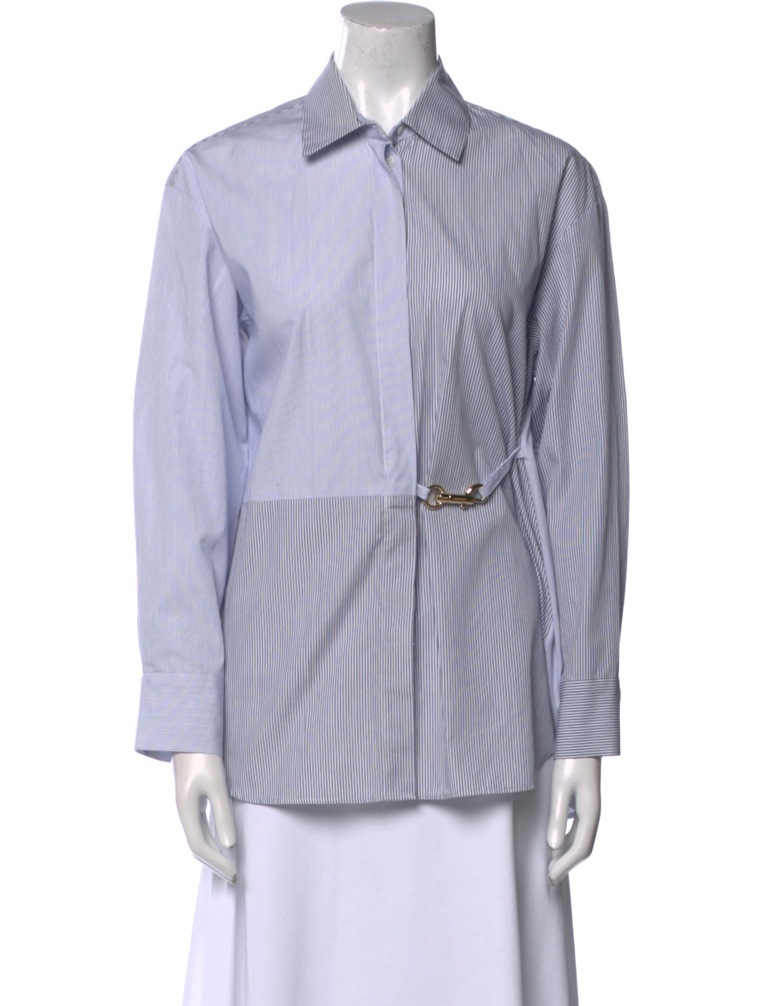 Sandro Striped Long Sleeve Button-Up Top