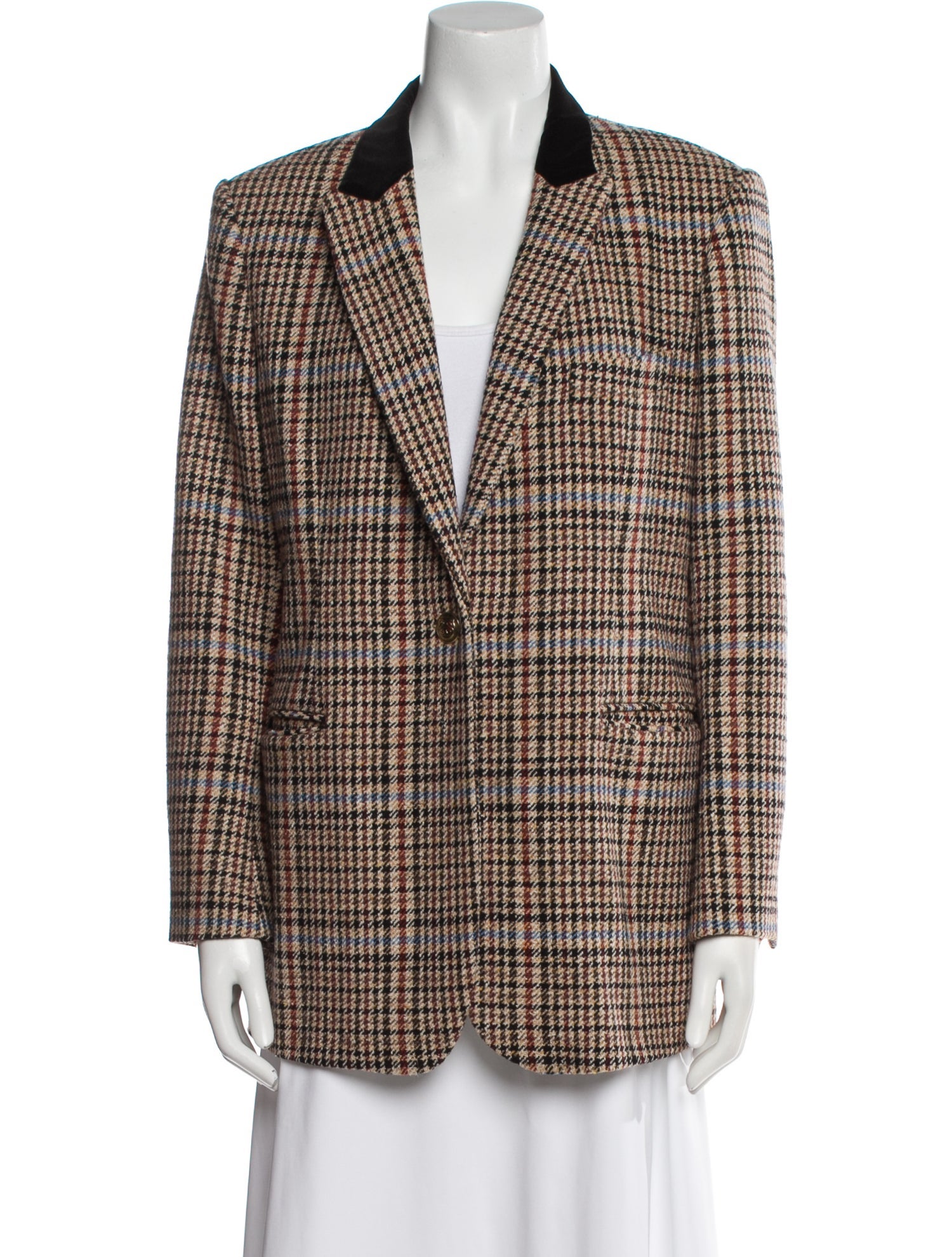 Sandro Plaid Print Blazer