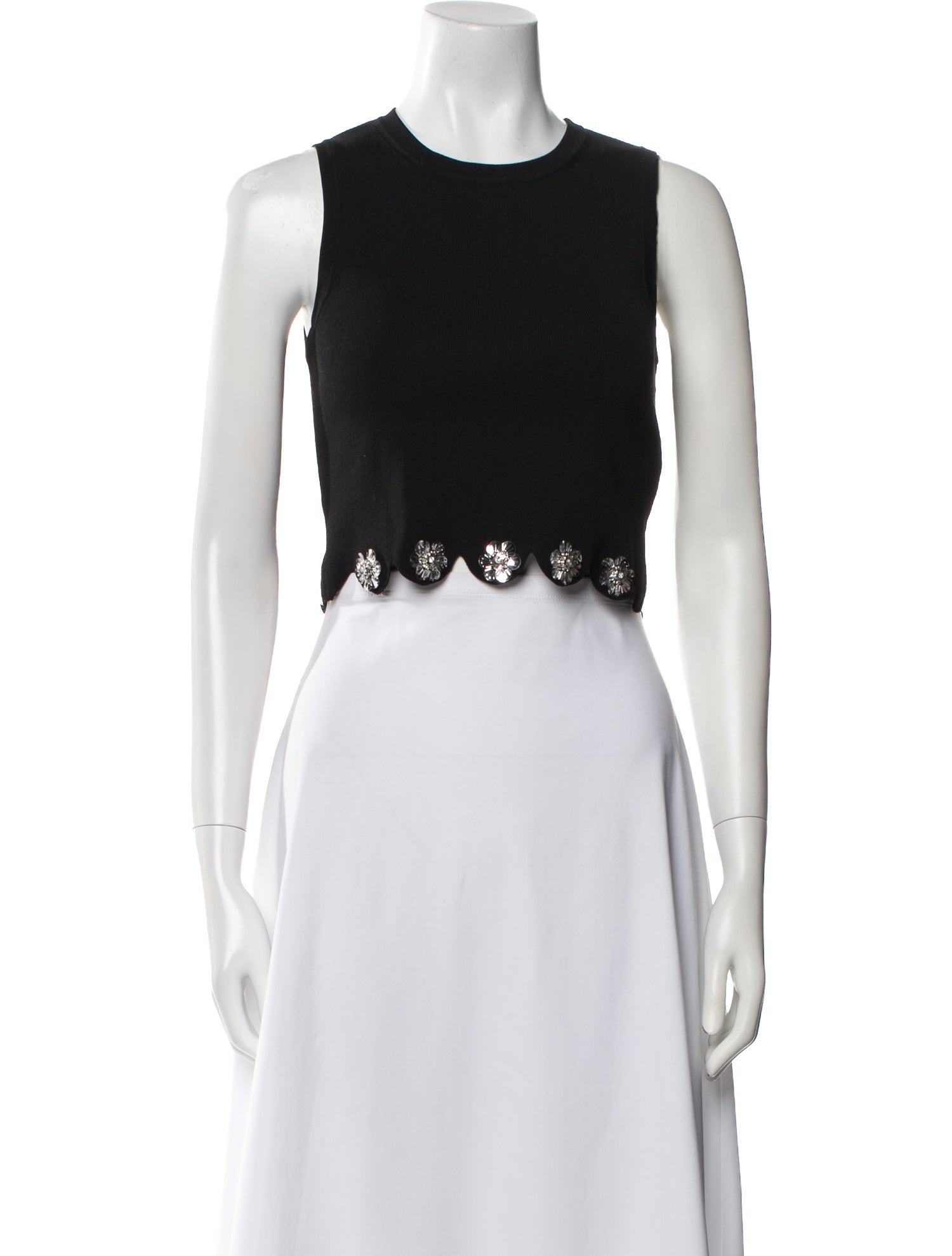 Sandro Crew Neck Sleeveless Crop Top