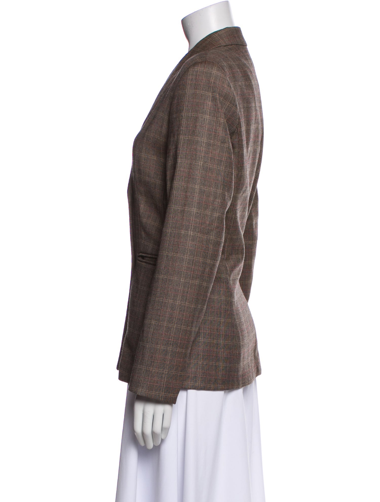 Sandro Virgin Wool Plaid Print Blazer