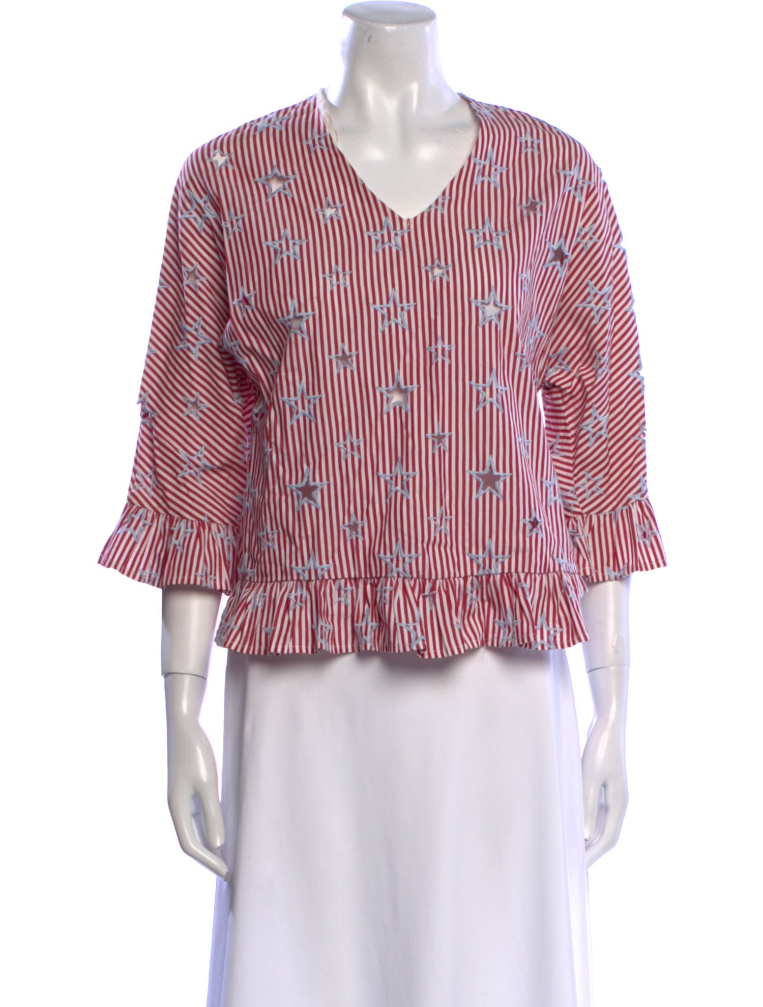 Sandro Striped V-Neck Crop Top