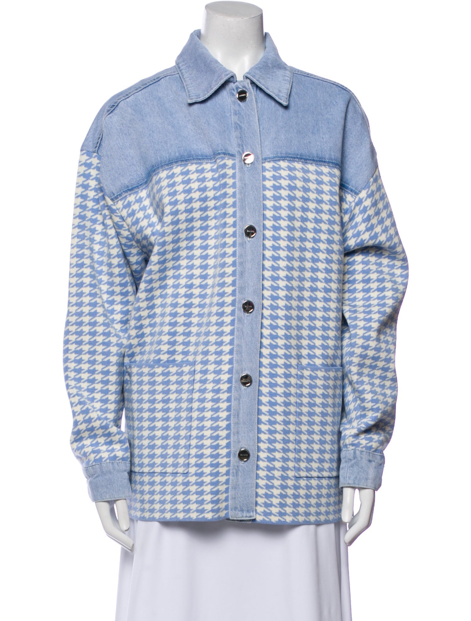 Sandro Plaid Print Denim Jacket w/ Tags