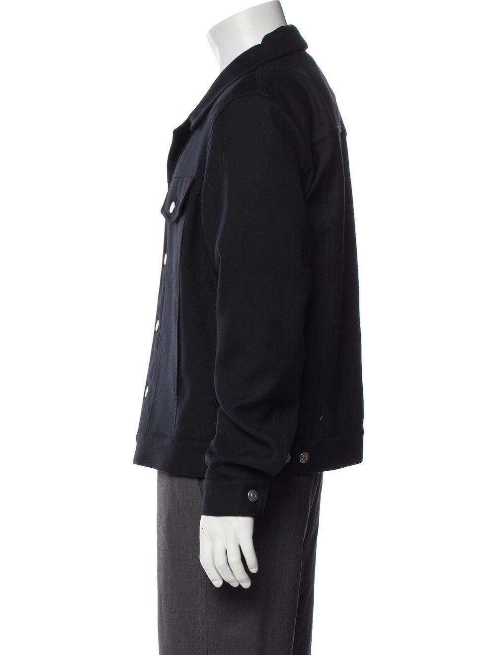 Sandro Trucker Jacket Blue Collar Patch Pockets - image 2