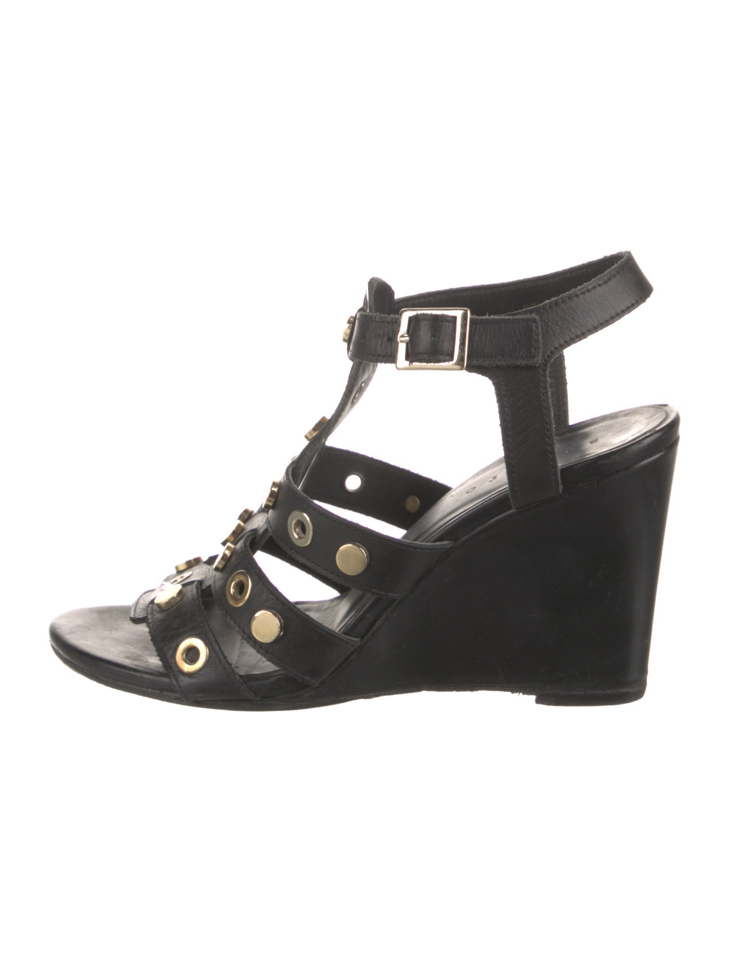 Sandro Leather Studded Accents Gladiator Sandals