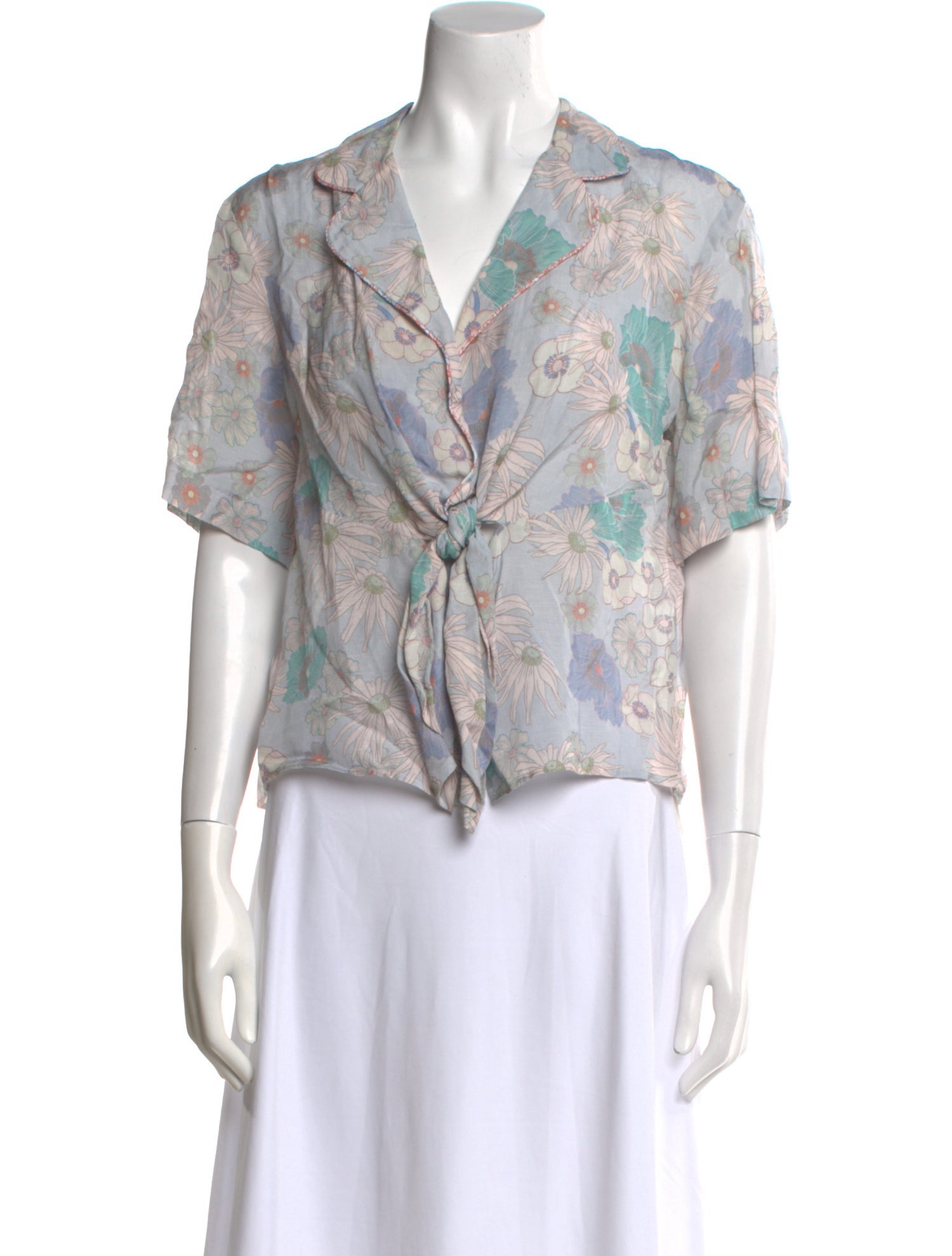 Sandro Linen Floral Print Blouse