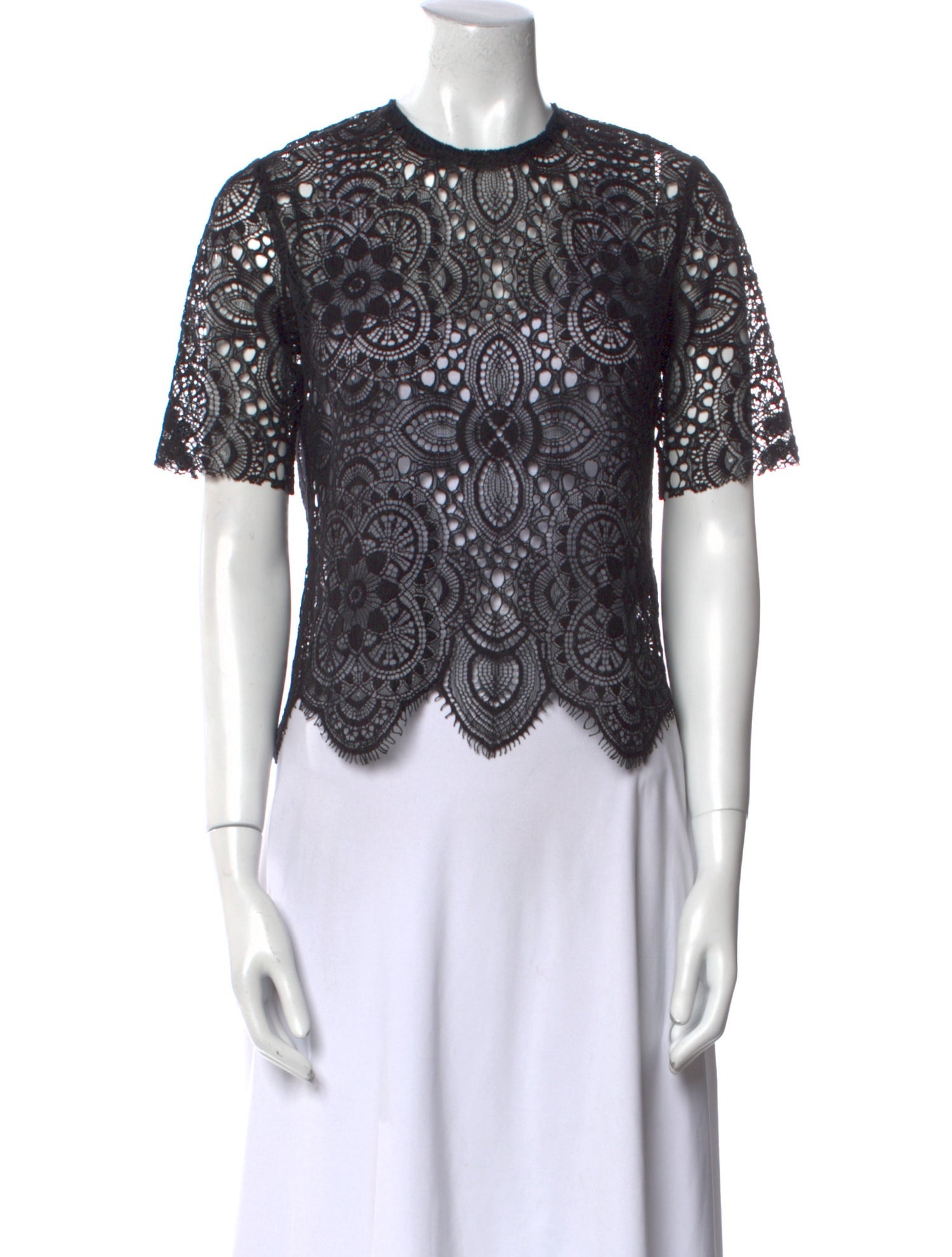 Sandro Lace Pattern Crew Neck Top