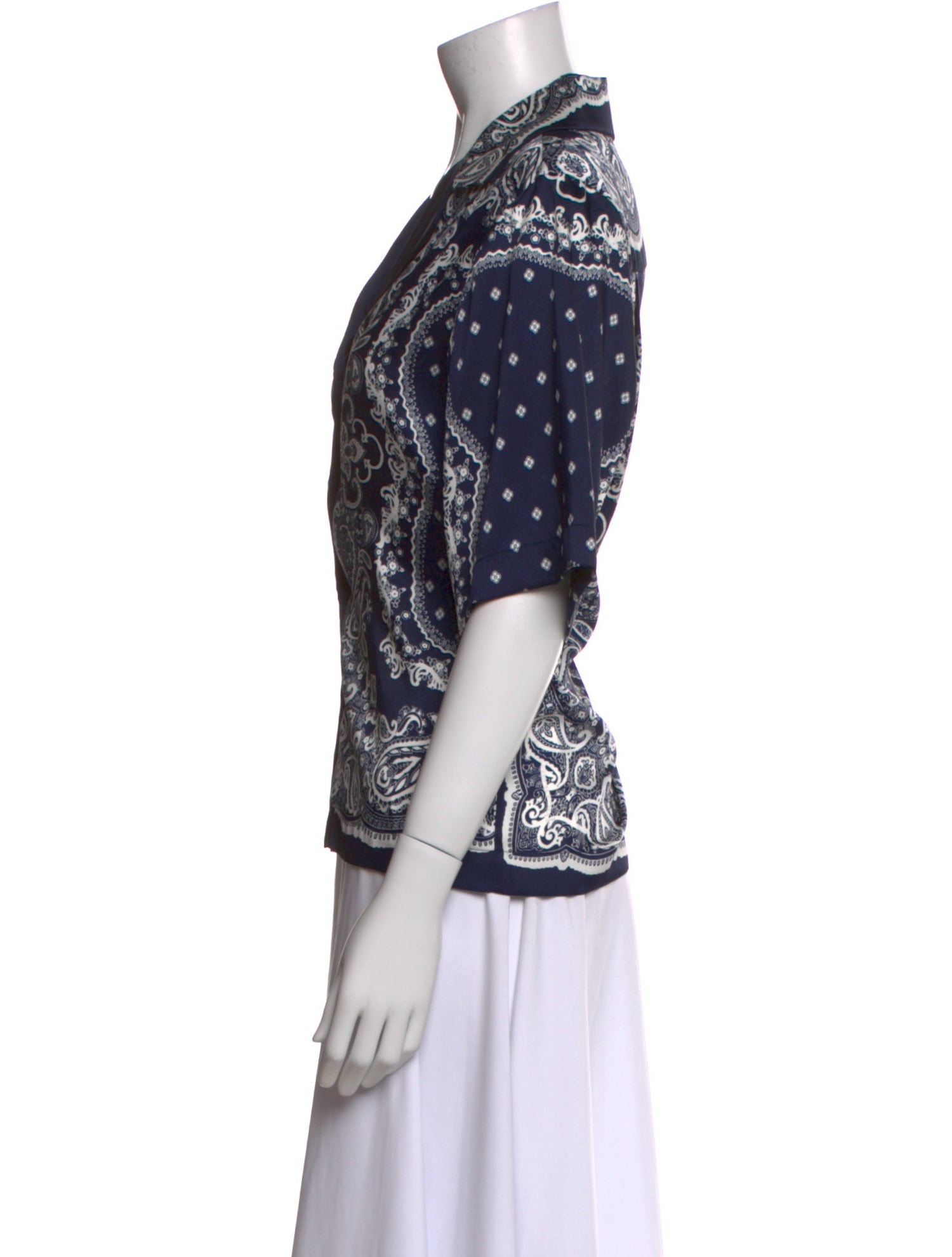 Sandro Printed V-Neck Button-Up Top