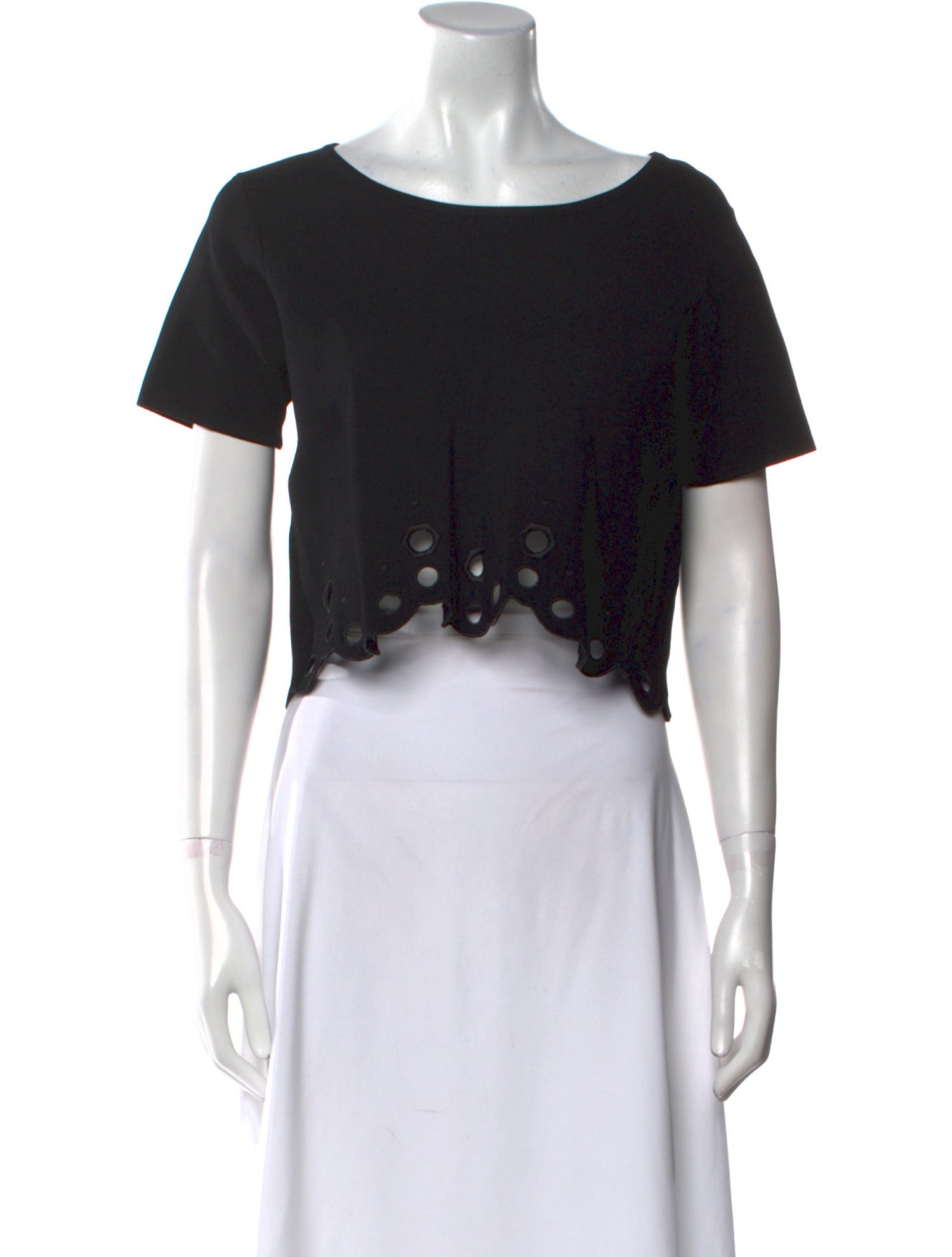 Sandro Bateau Neckline Short Sleeve Crop Top