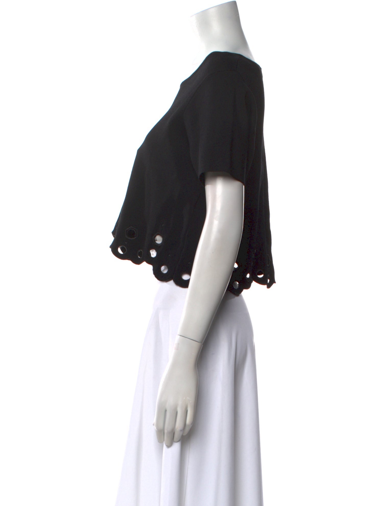 Sandro Bateau Neckline Short Sleeve Crop Top