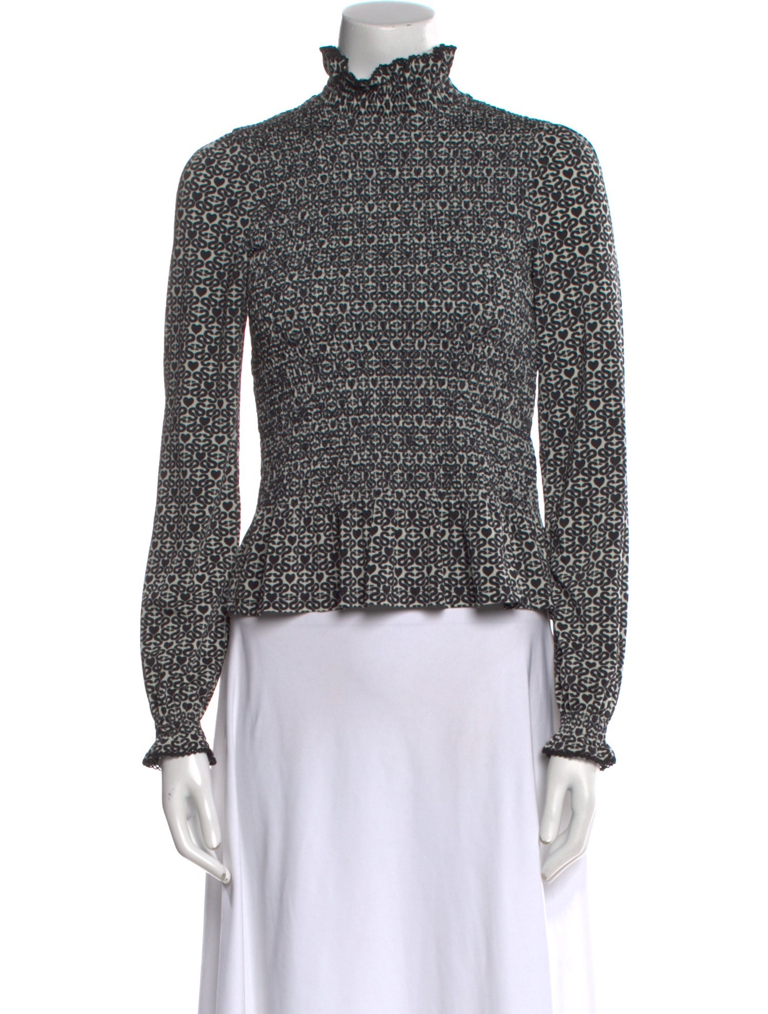 Sandro Printed Turtleneck Crop Top