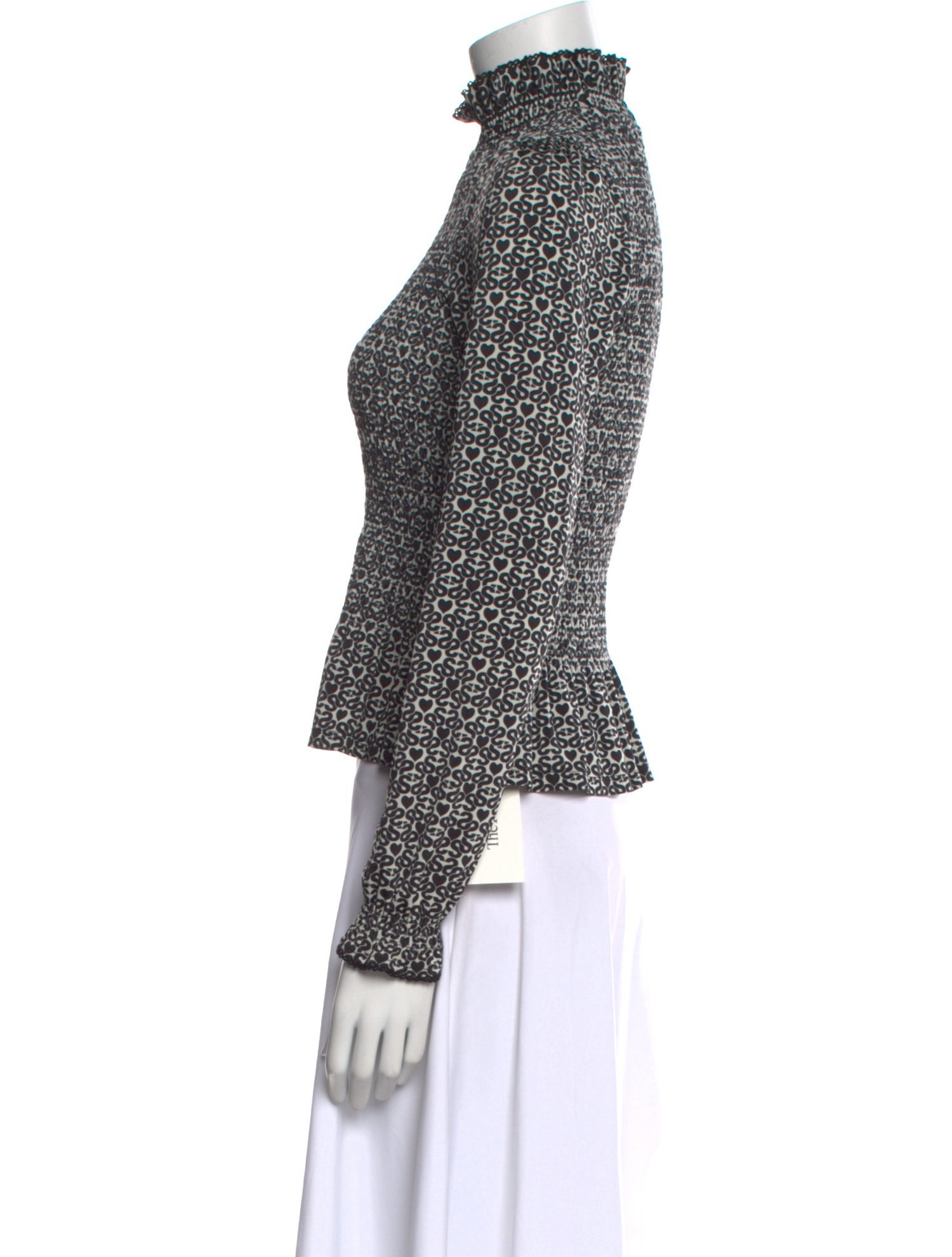 Sandro Printed Turtleneck Crop Top