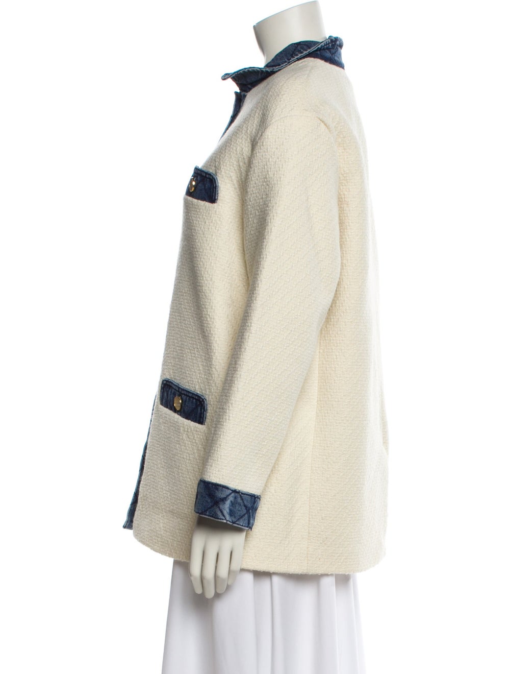 Sandro Wool Utility Jacket Neutrals Colorblock Pa… - image 2