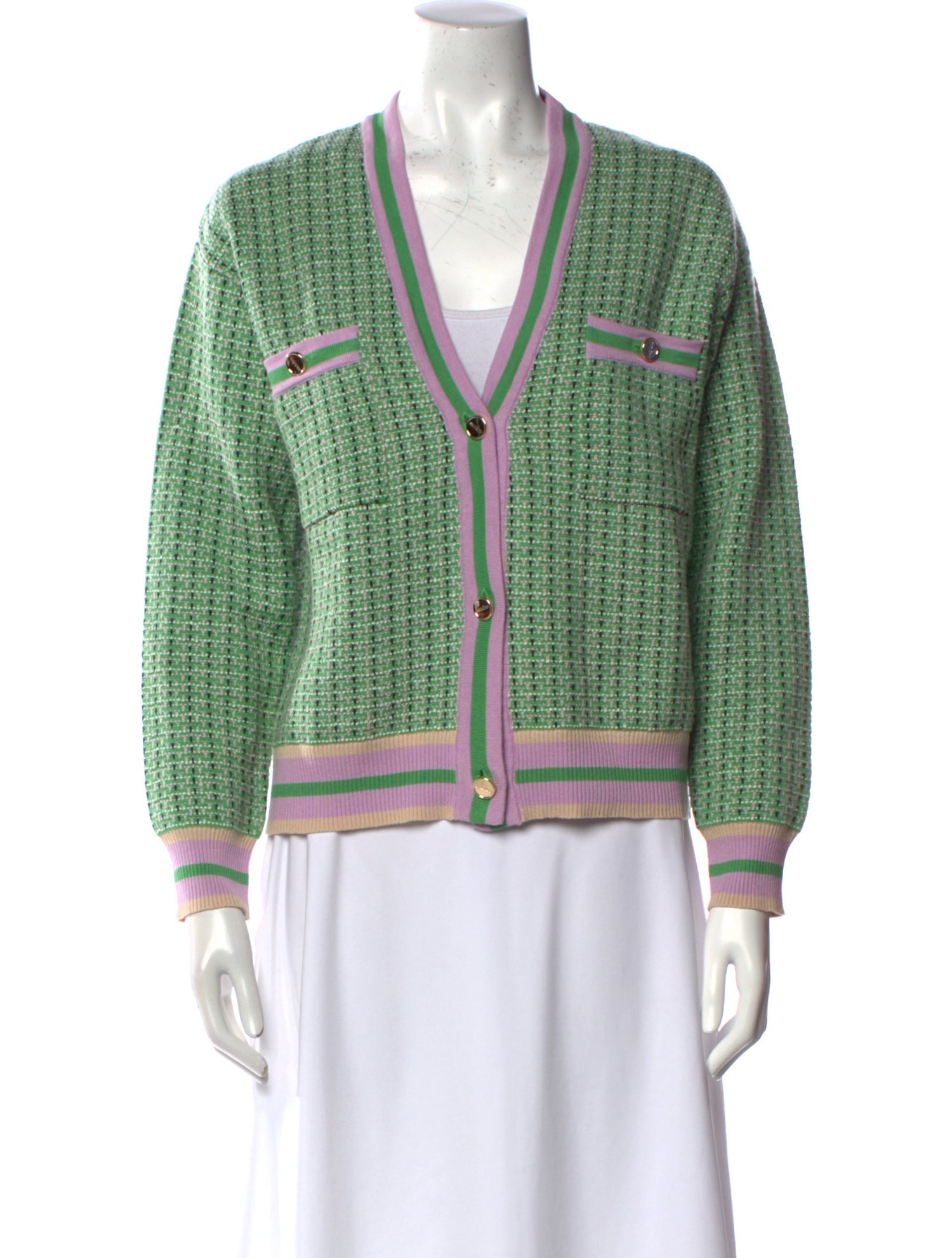 Sandro Striped V-Neck Sweater