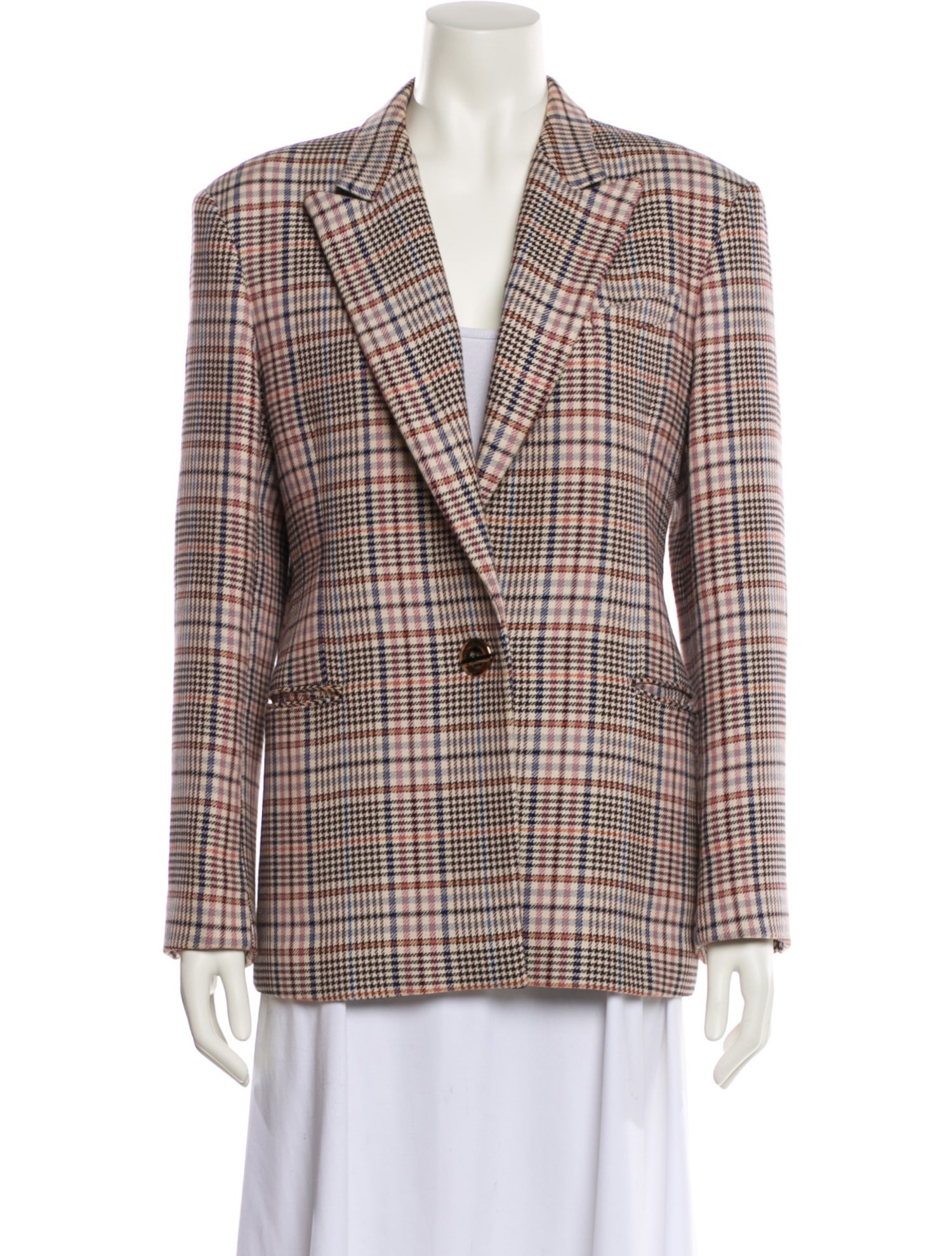 Sandro Plaid Print Blazer