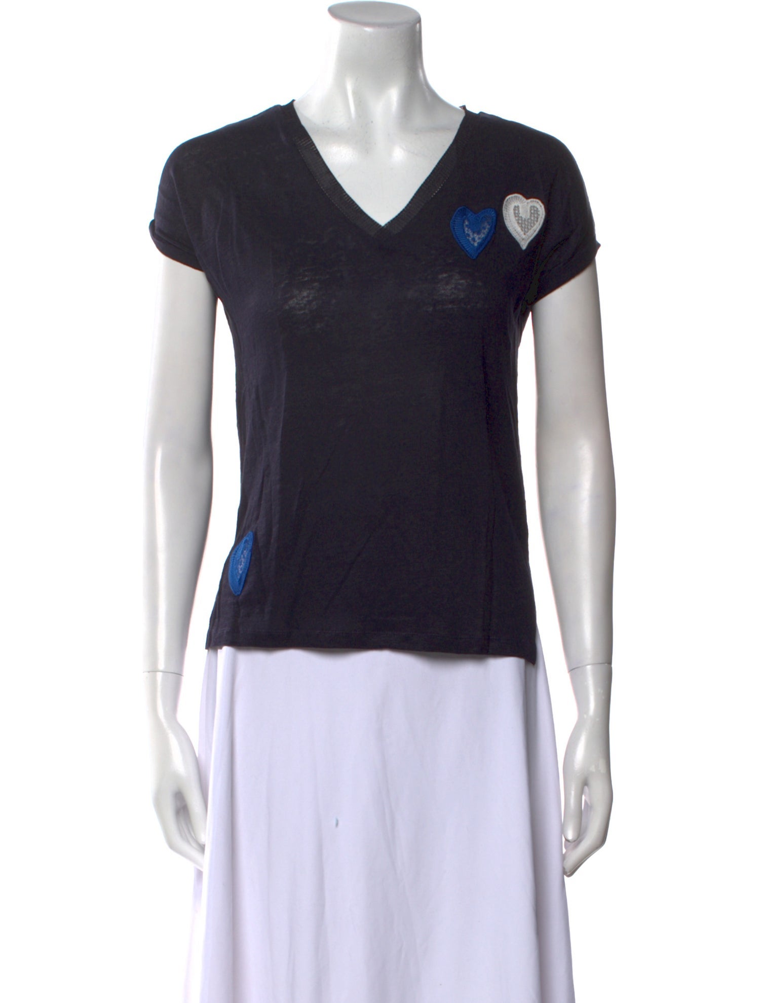 Sandro Linen V-Neck T-Shirt