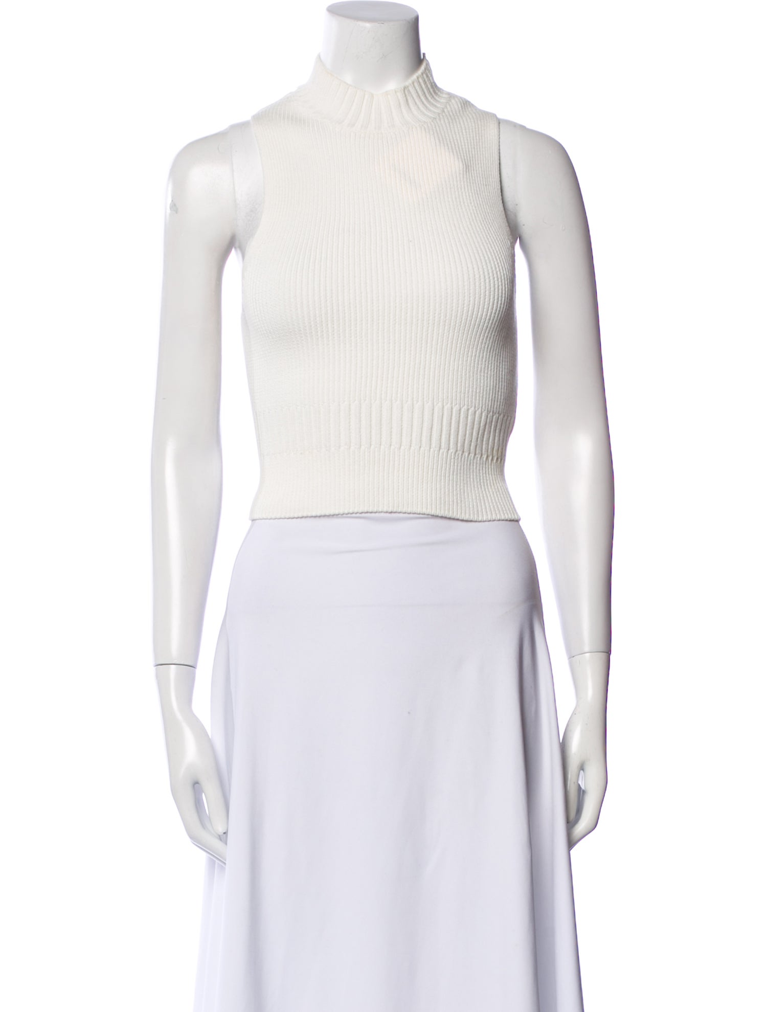 Sandro Mock Neck Sleeveless Crop Top