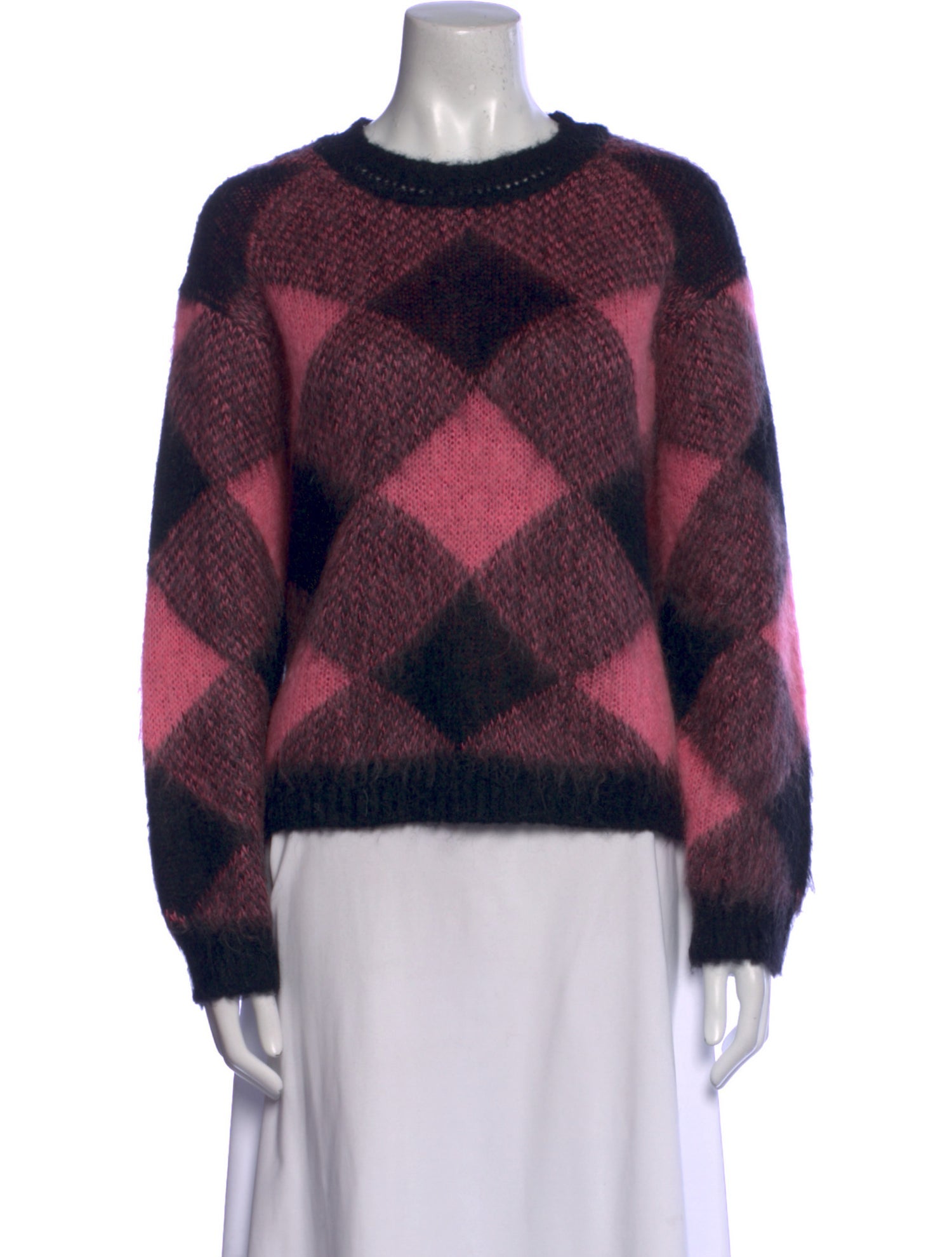 Sandro Plaid Print Crew Neck Sweater