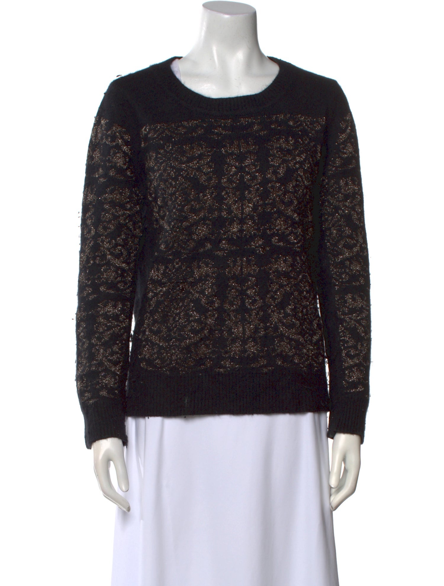 Sandro Colorblock Pattern Crew Neck Sweater