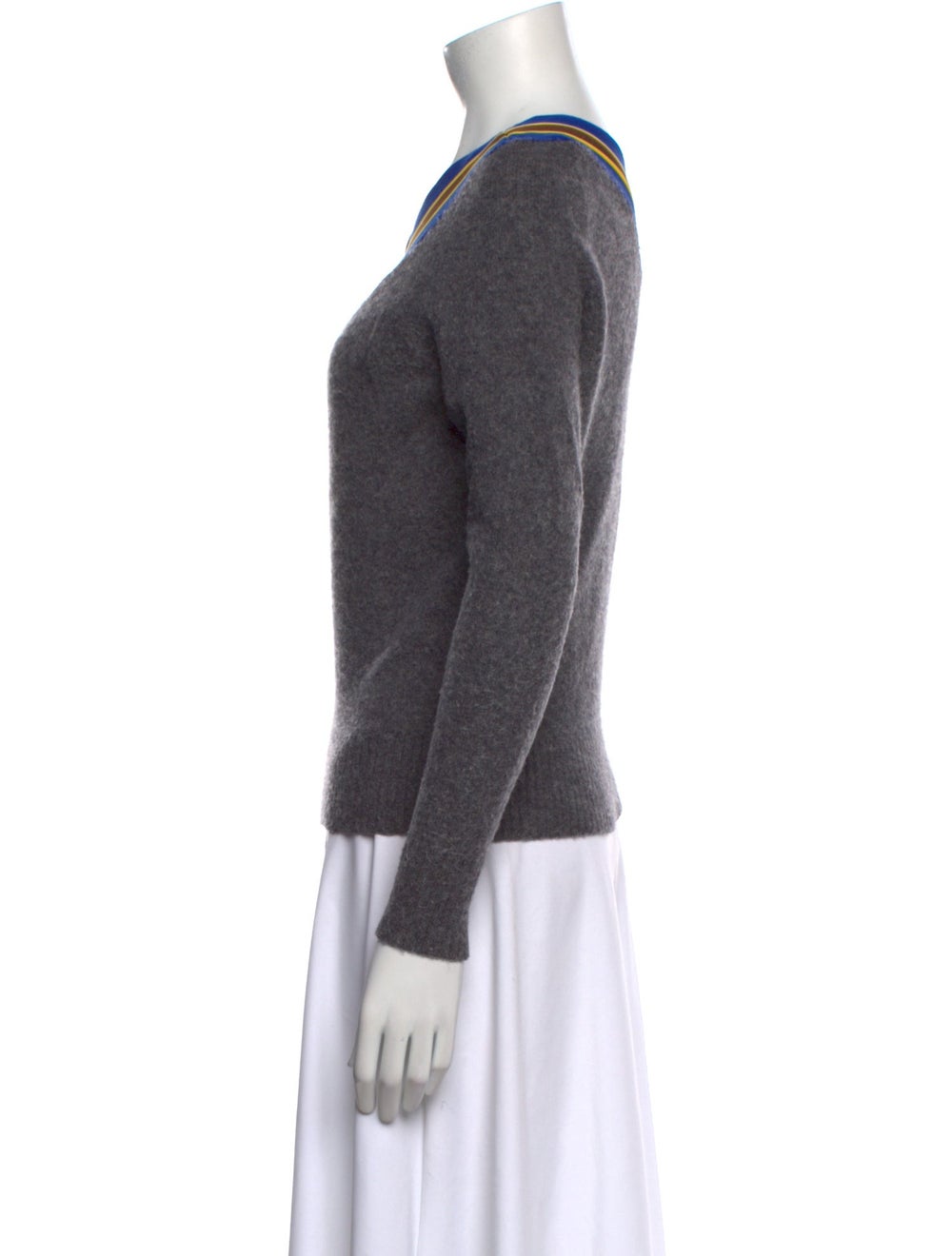 Sandro Wool Pullover Grey Colorblock Pattern Gros… - image 2