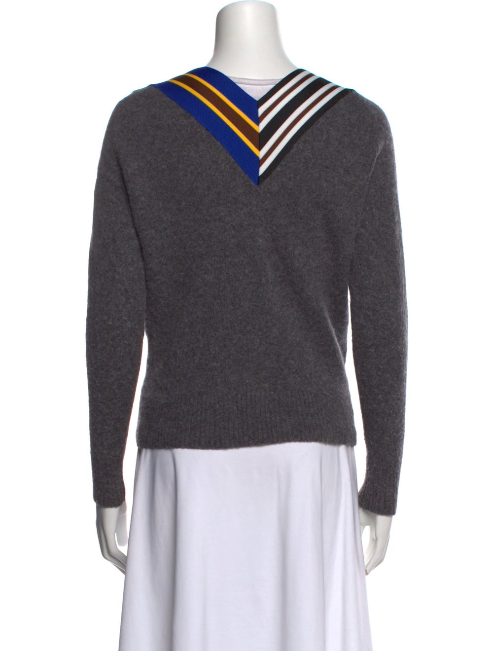 Sandro Wool Pullover Grey Colorblock Pattern Gros… - image 3