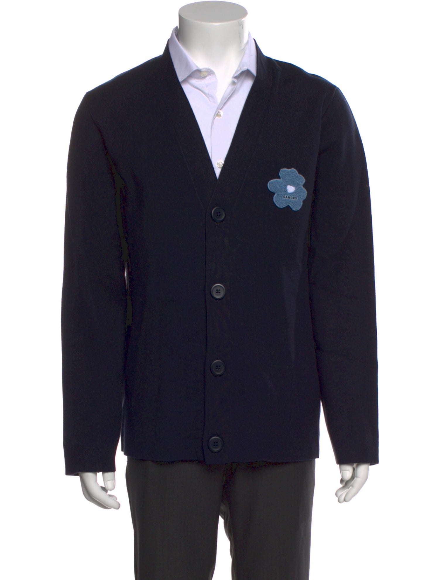 Sandro Graphic Print V-Neck Cardigan w/ Tags