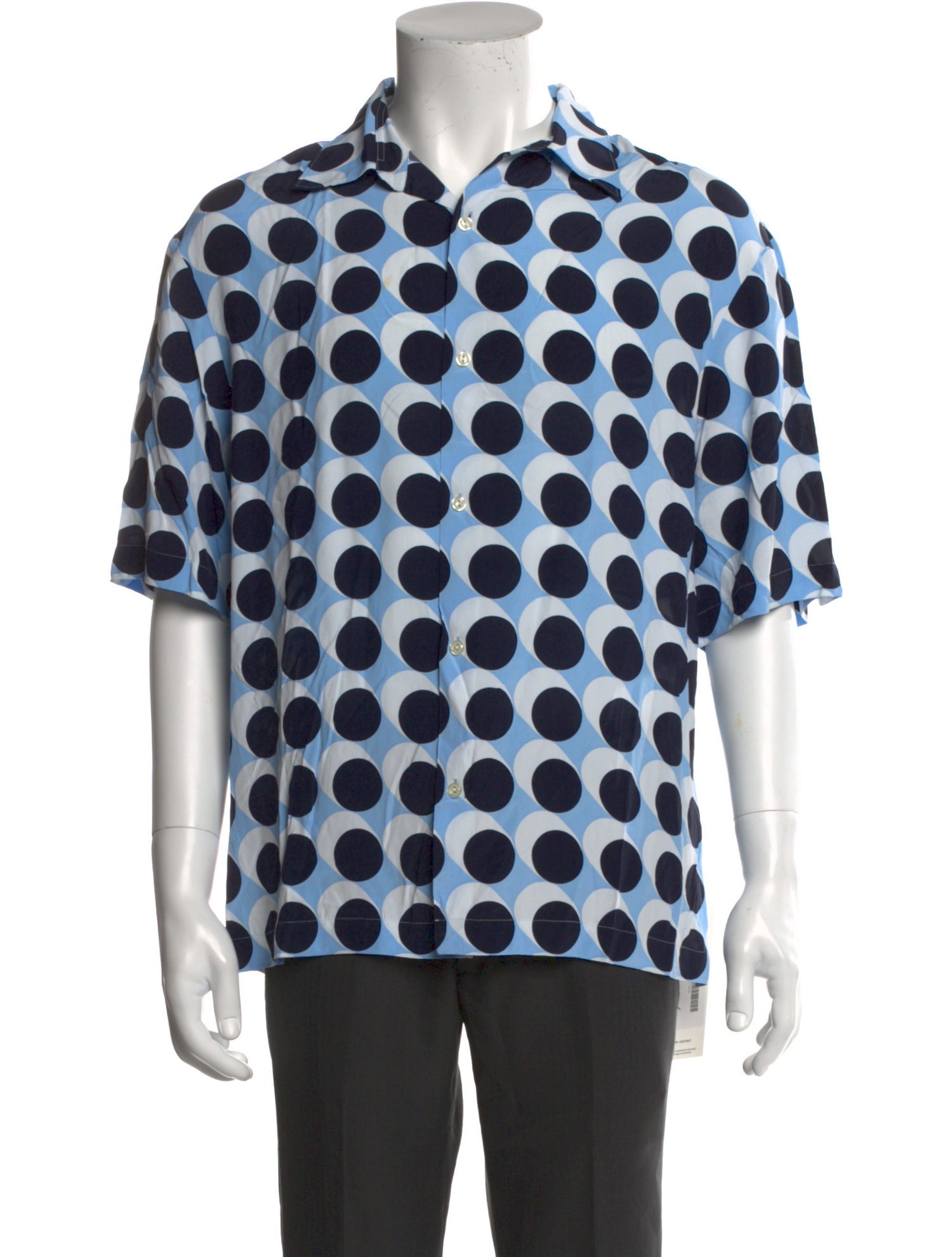 Sandro Polka Dot Print Short Sleeve Denim Shirt