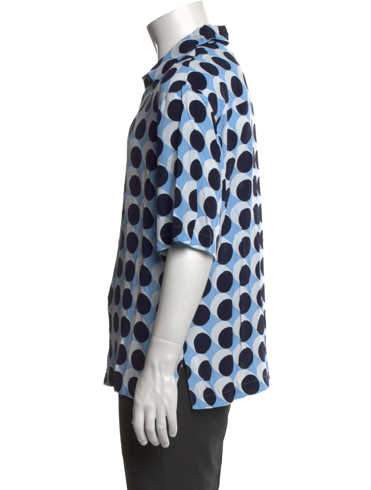 Sandro Polka Dot Print Short Sleeve Denim Shirt