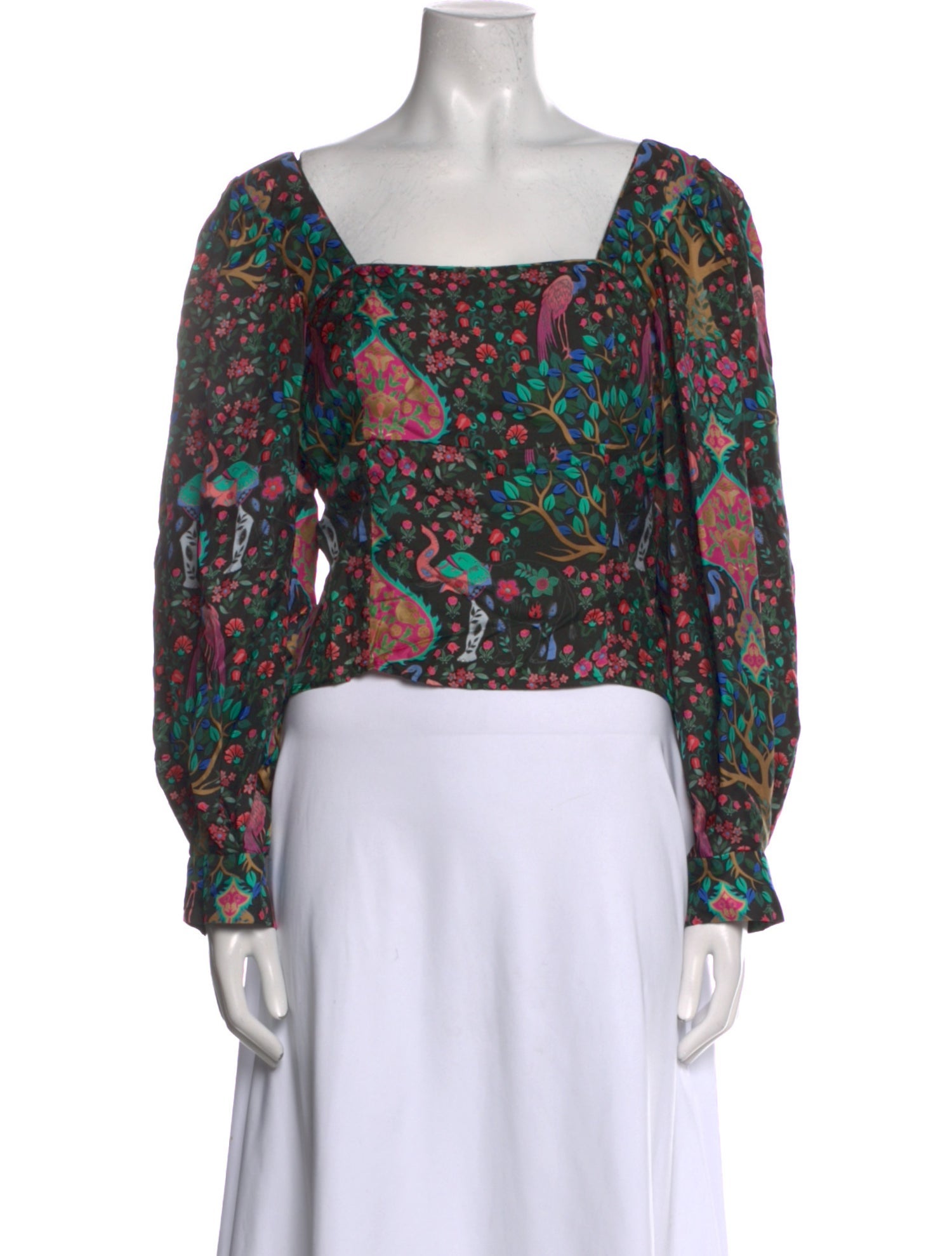 Sandro Silk Floral Print Crop Top