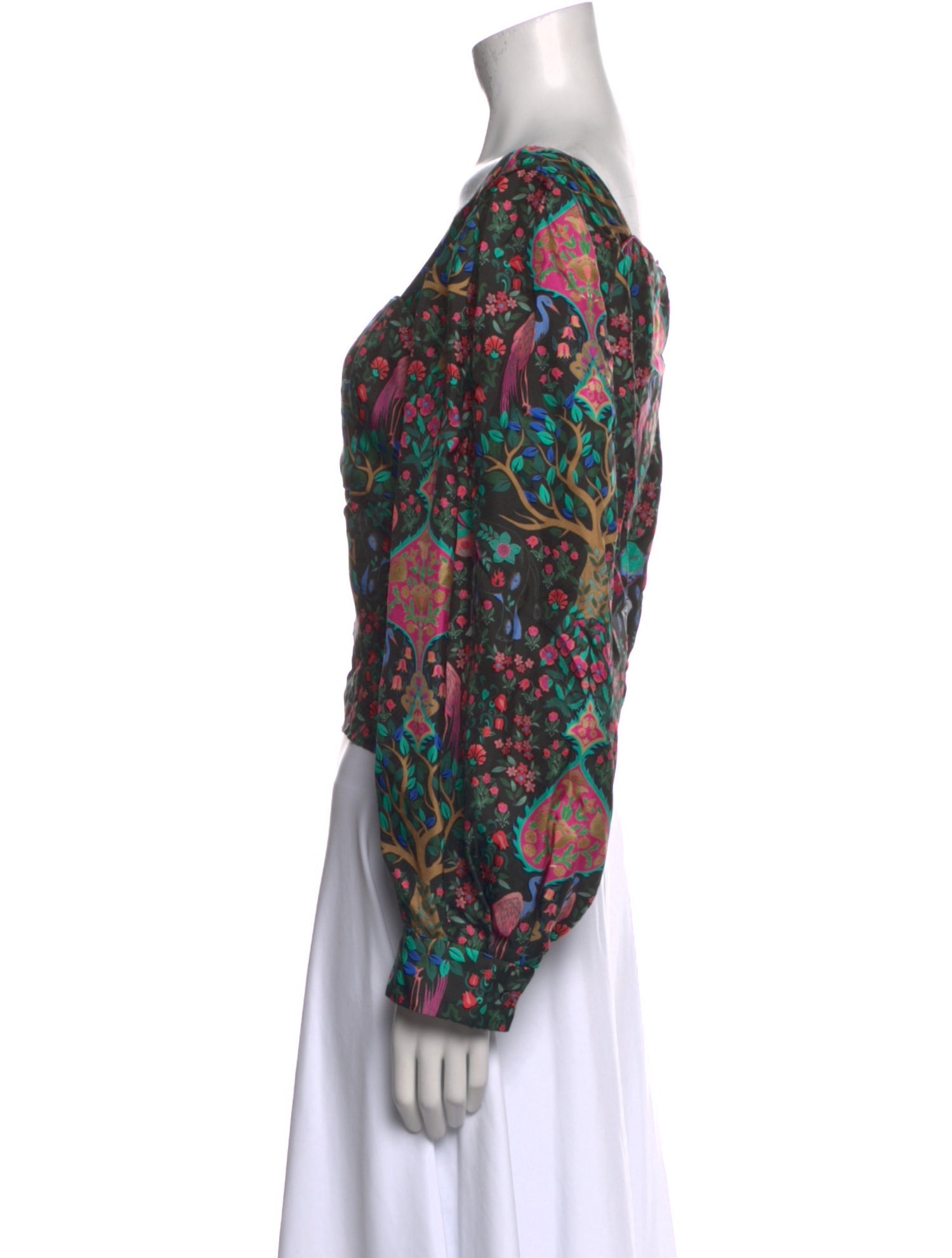 Sandro Silk Floral Print Crop Top