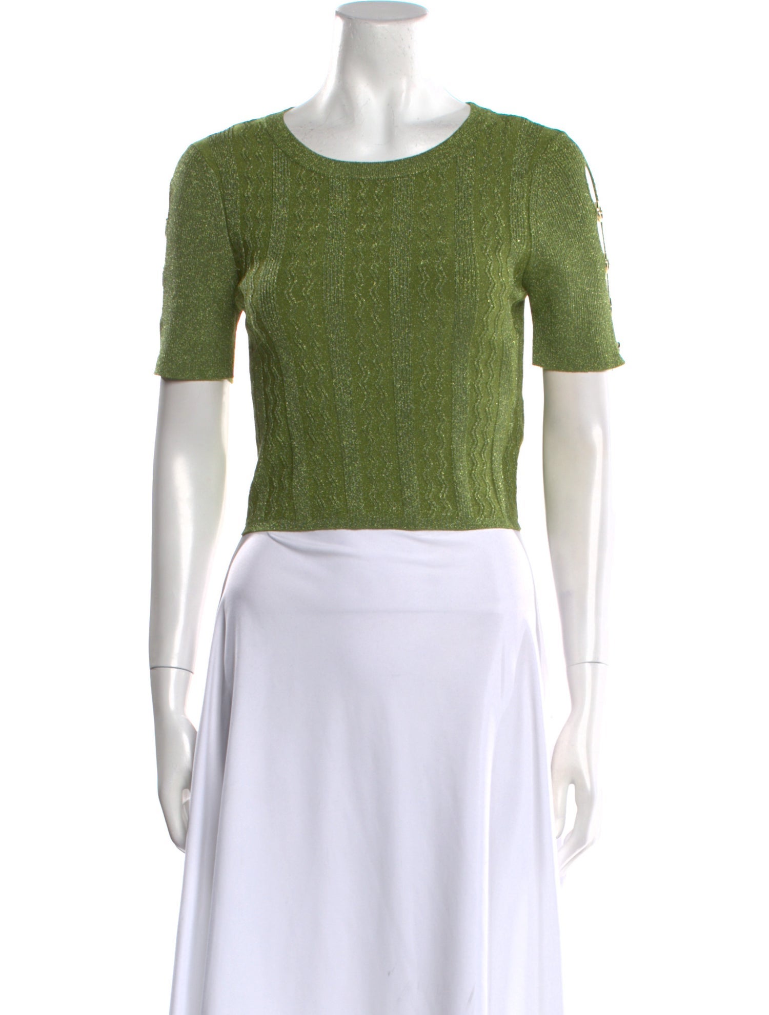 Sandro Crew Neck Short Sleeve Crop Top