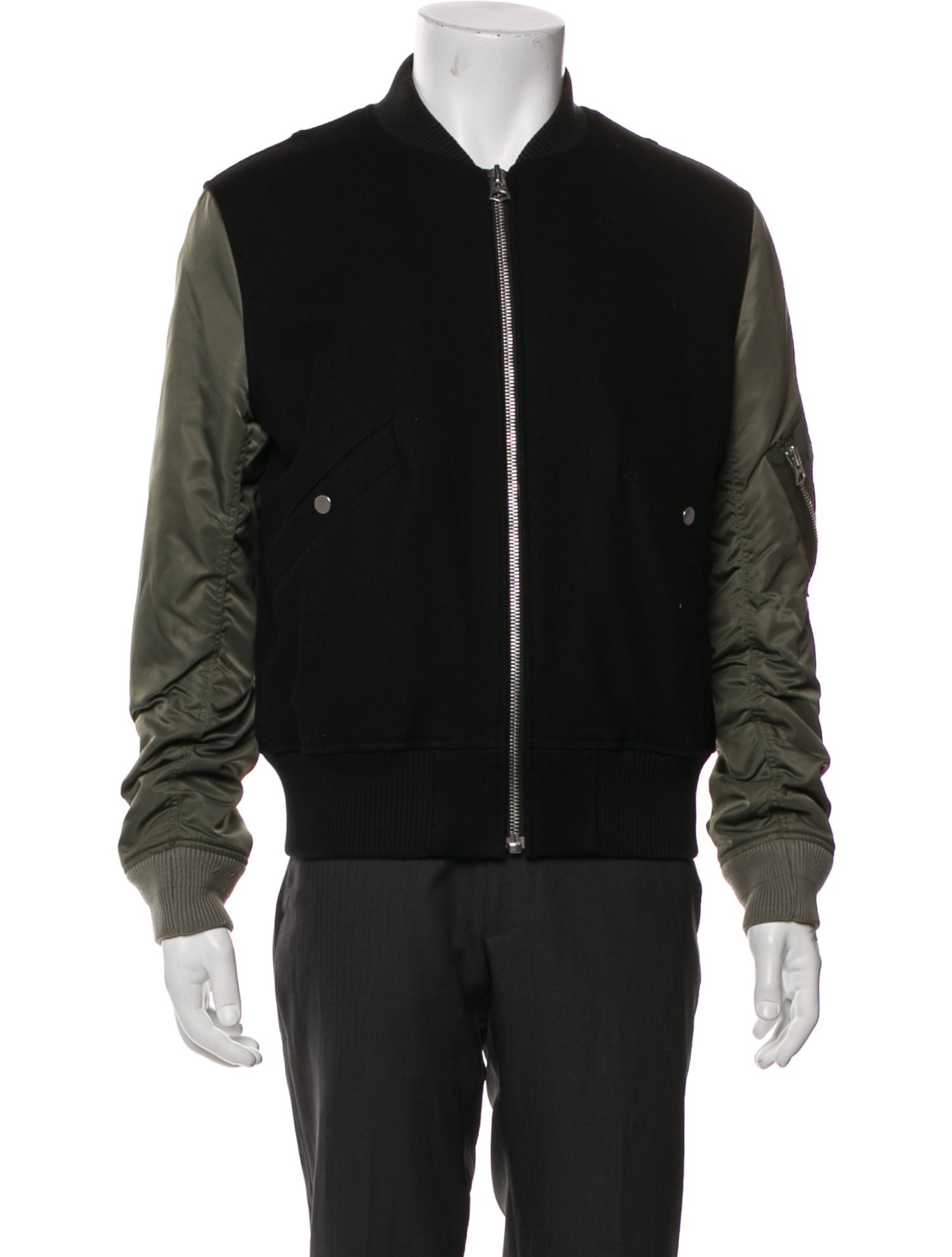 Sandro Wool Colorblock Pattern Bomber Jacket