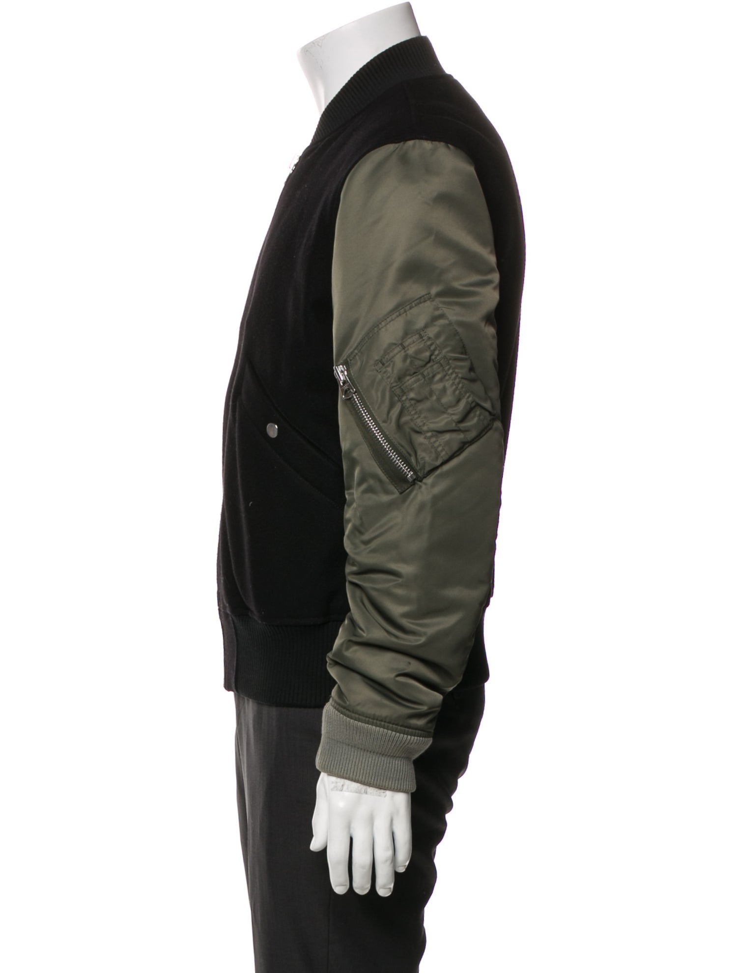 Sandro Wool Colorblock Pattern Bomber Jacket
