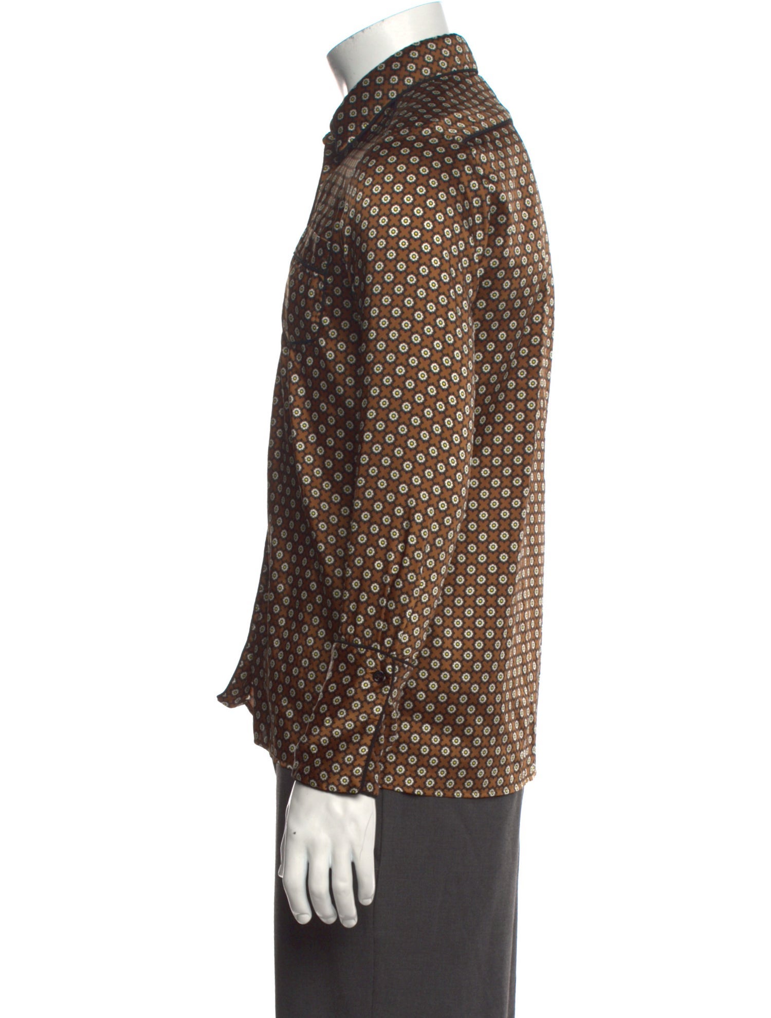 Sandro Printed Long Sleeve Dress Shirt