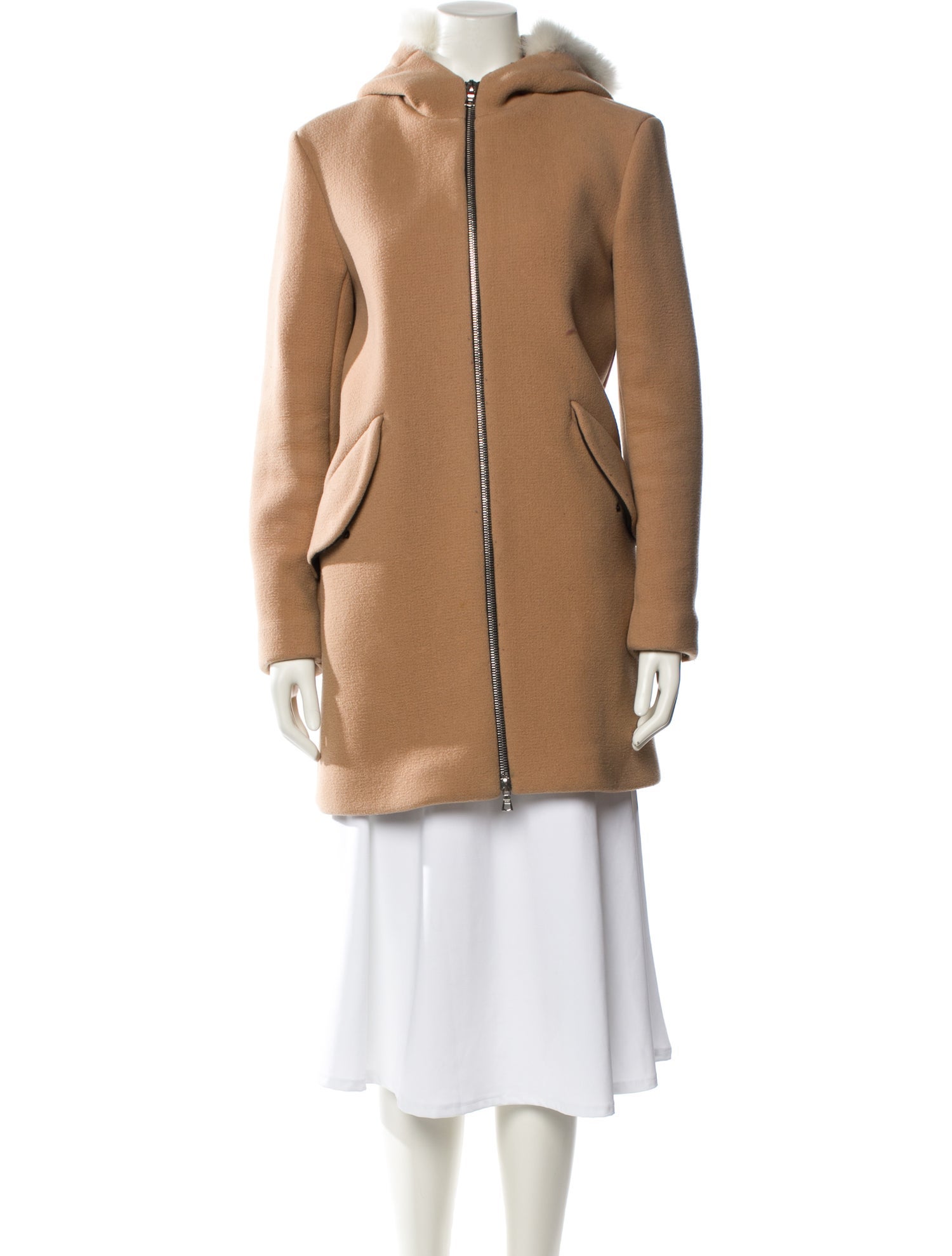 Sandro Wool Fur Coat