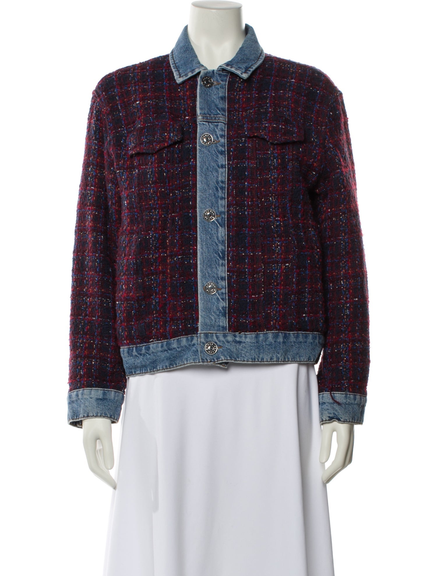 Sandro Tweed Pattern Denim Jacket