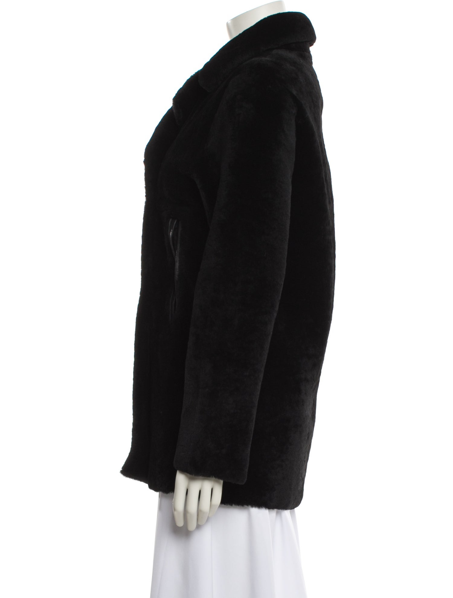Sandro Lamb Fur Faux Fur Jacket
