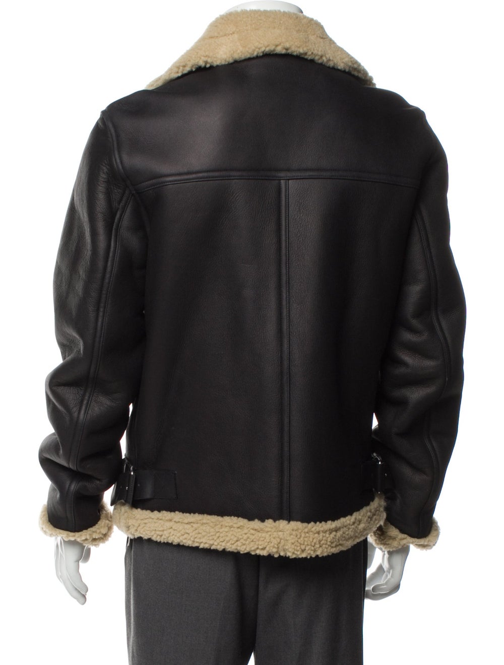 Sandro Shearling Colorblock Pattern Moto Jacket w… - image 3