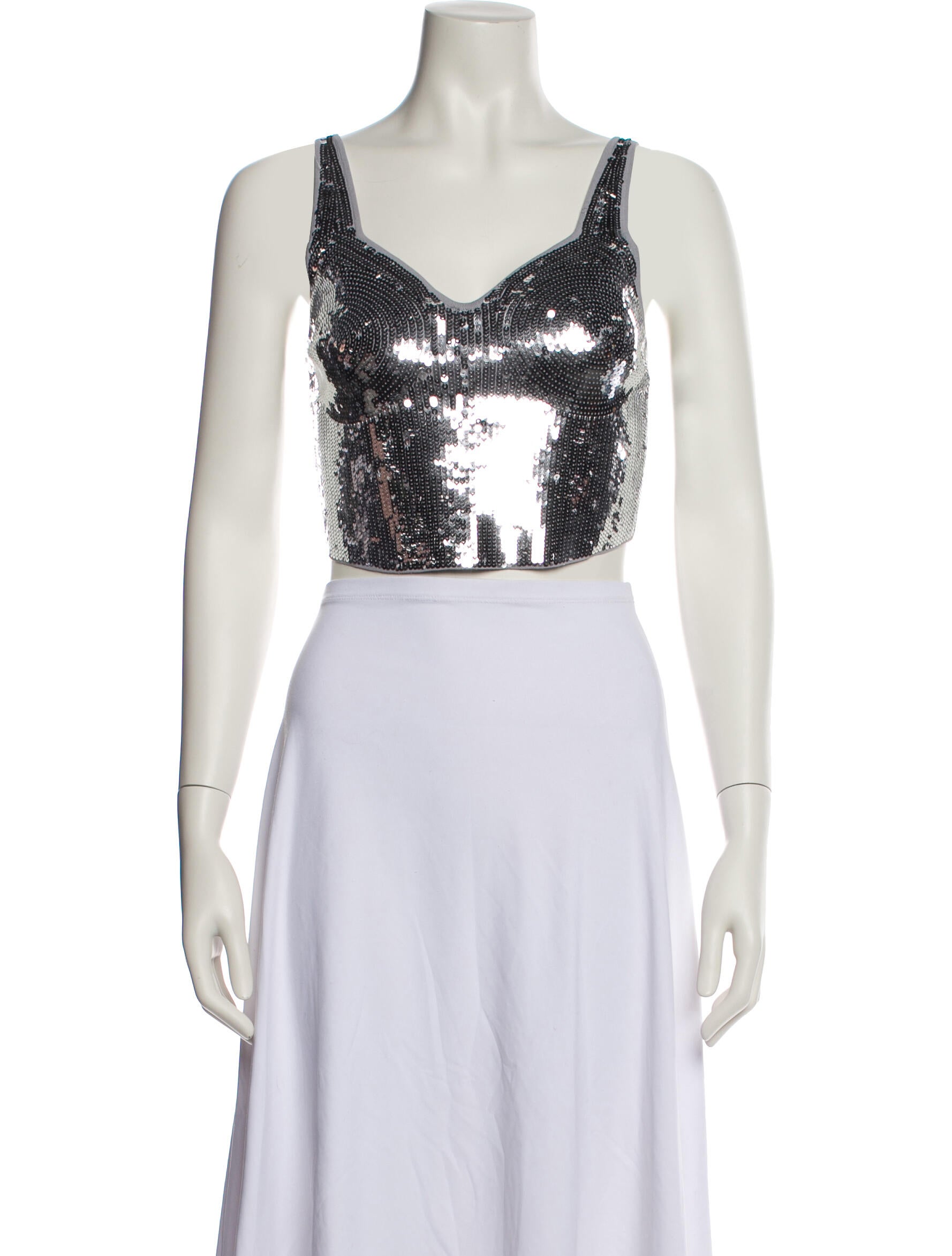Sandro V-Neck Sleeveless Crop Top