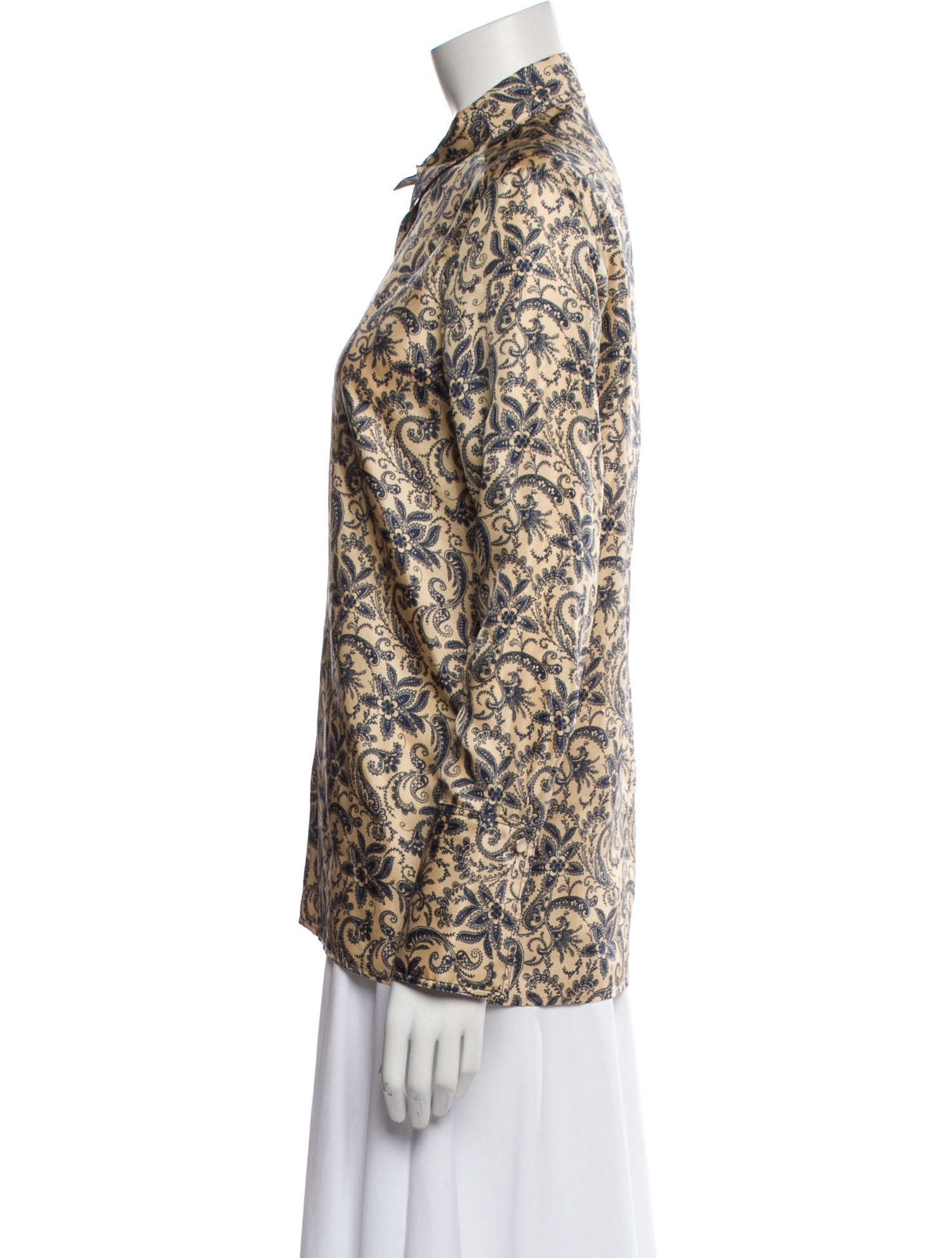 Sandro Silk Printed Button-Up Top w/ Tags