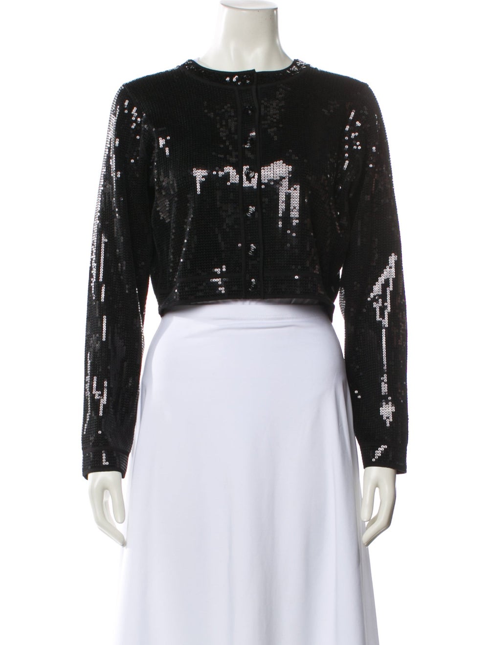 Sandro Evening Jacket Black Patterned Sequin Embe… - image 1