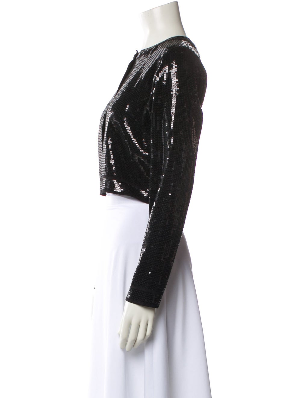 Sandro Evening Jacket Black Patterned Sequin Embe… - image 2