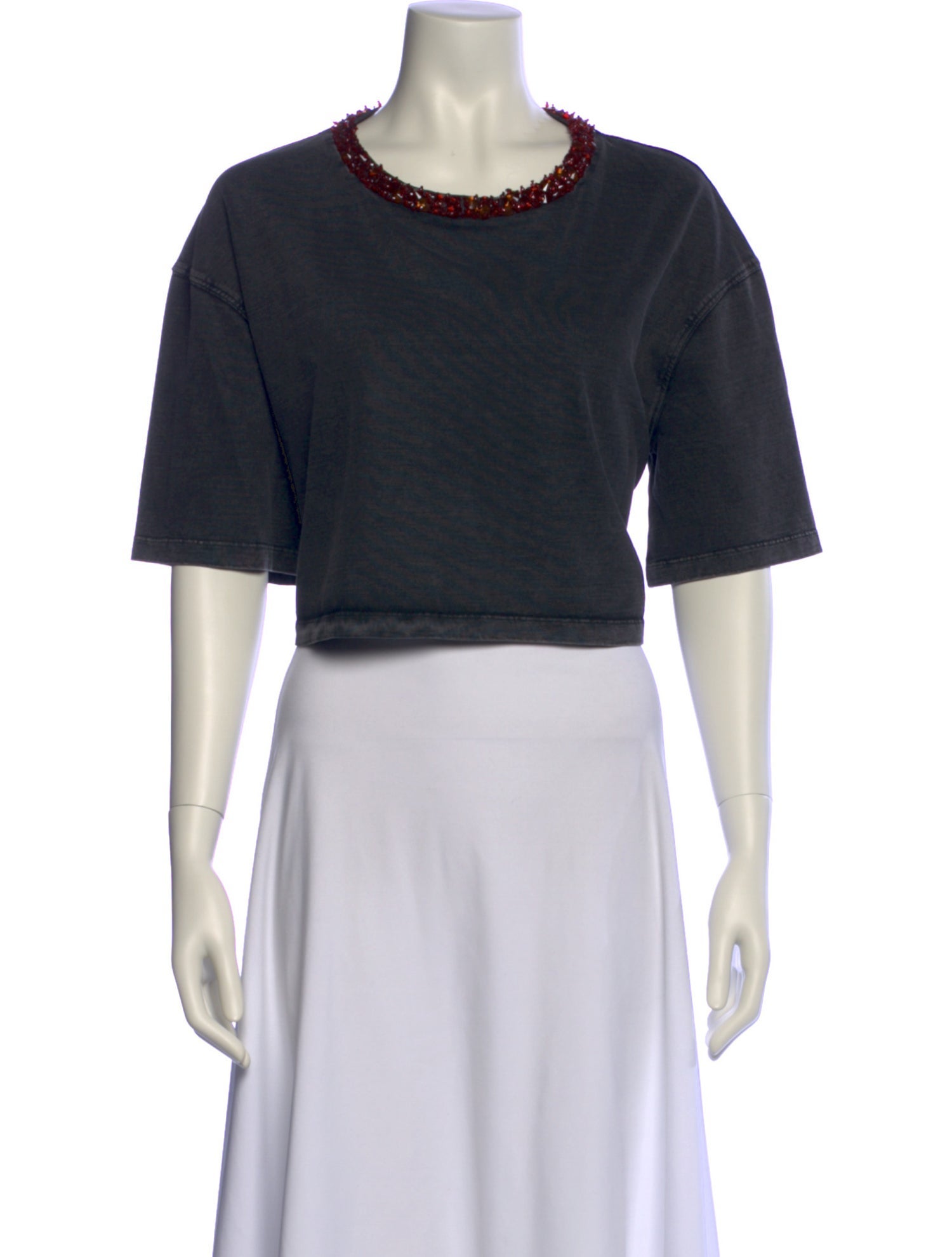 Sandro Crew Neck Short Sleeve Crop Top