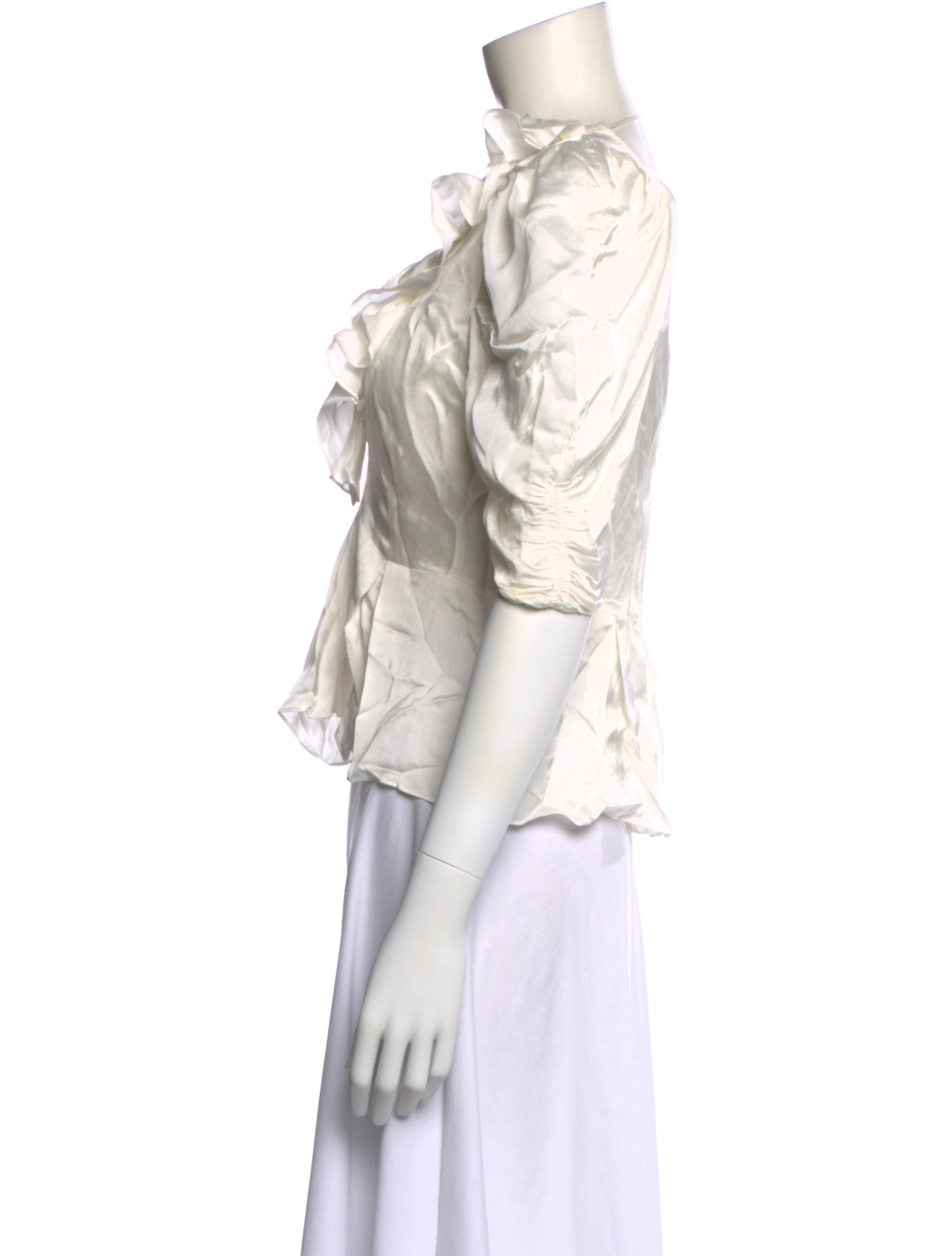 Sandro V-Neck Three-Quarter Sleeve Crop Top