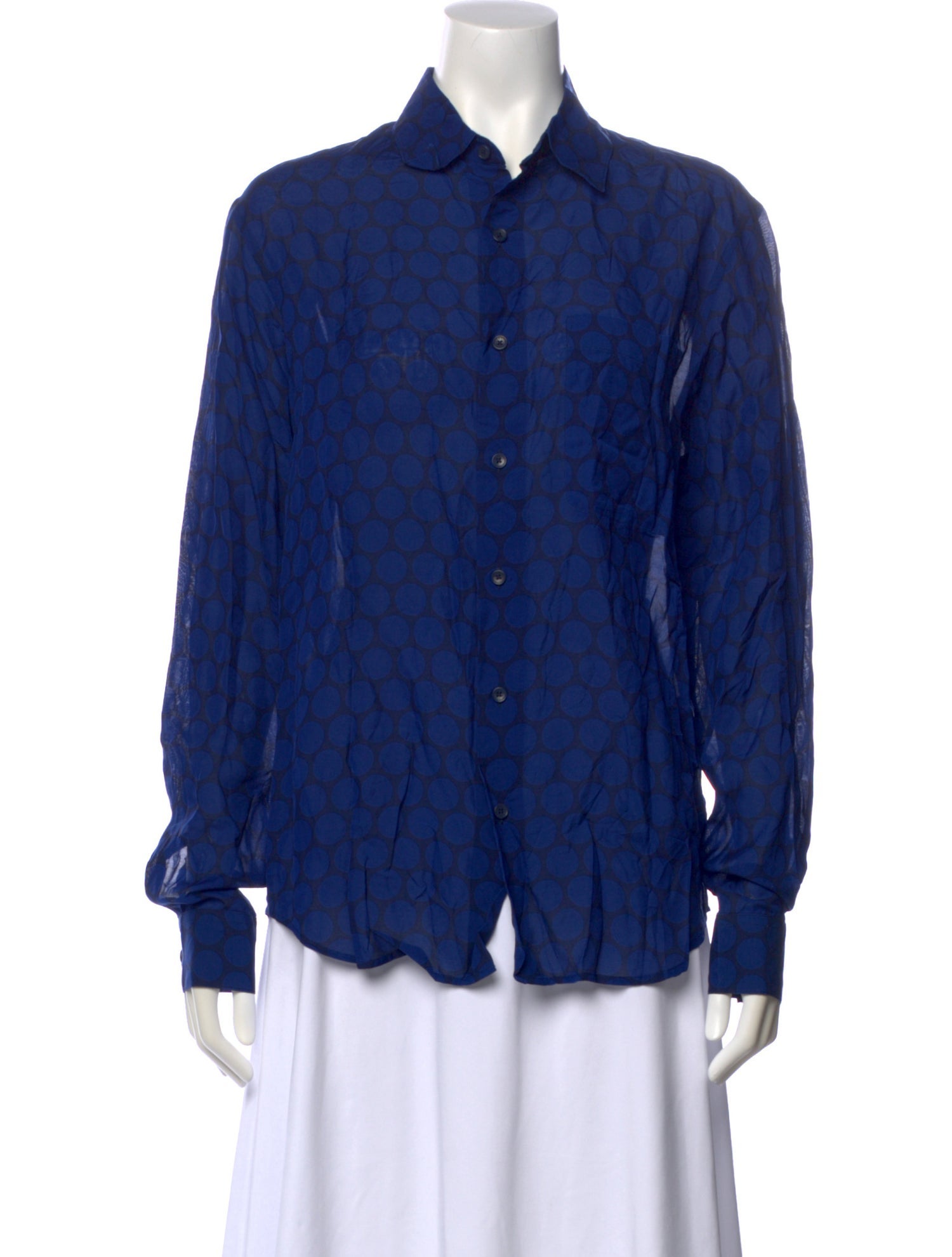 Sandro Polka Dot Print Long Sleeve Button-Up Top