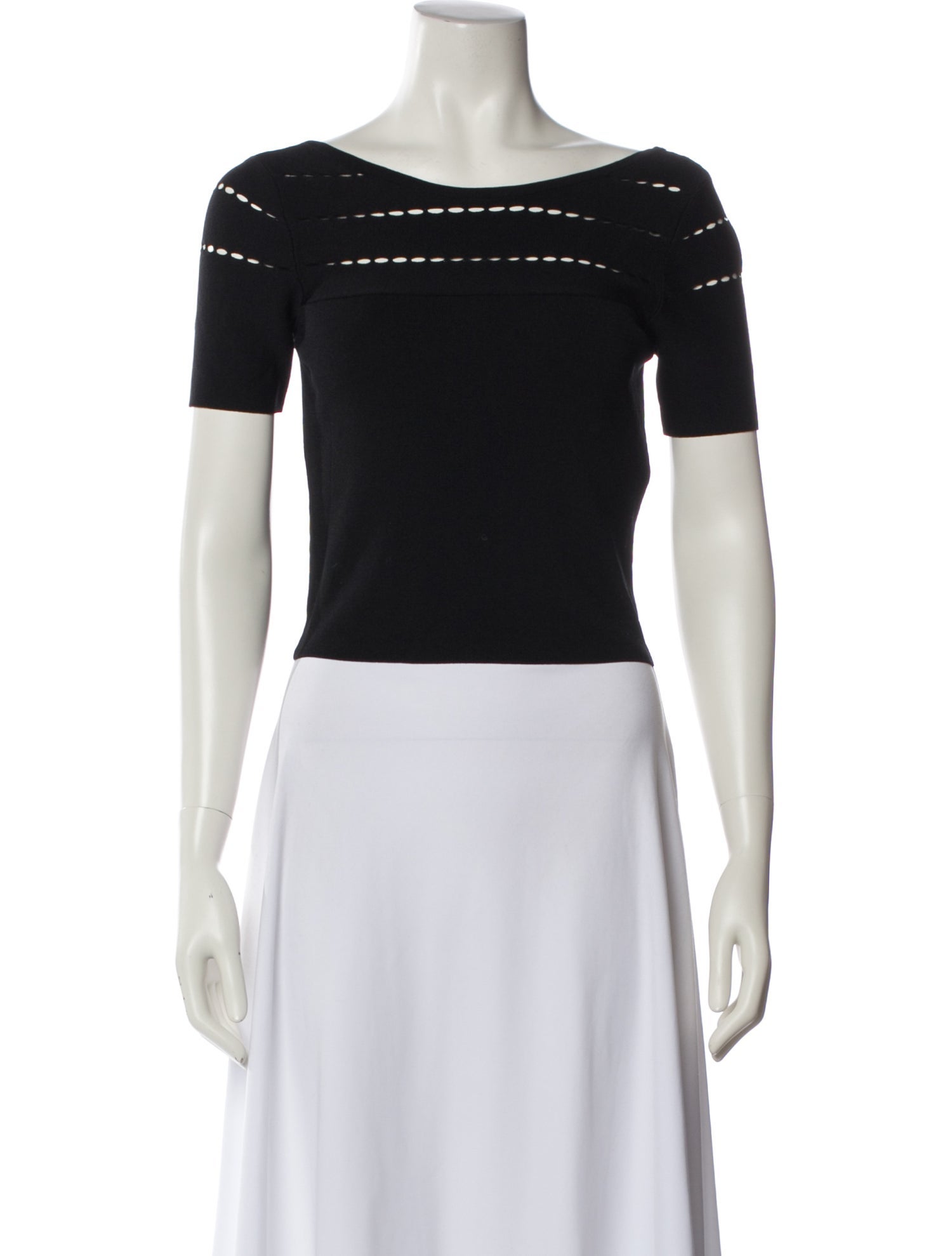 Sandro Bateau Neckline Short Sleeve Crop Top