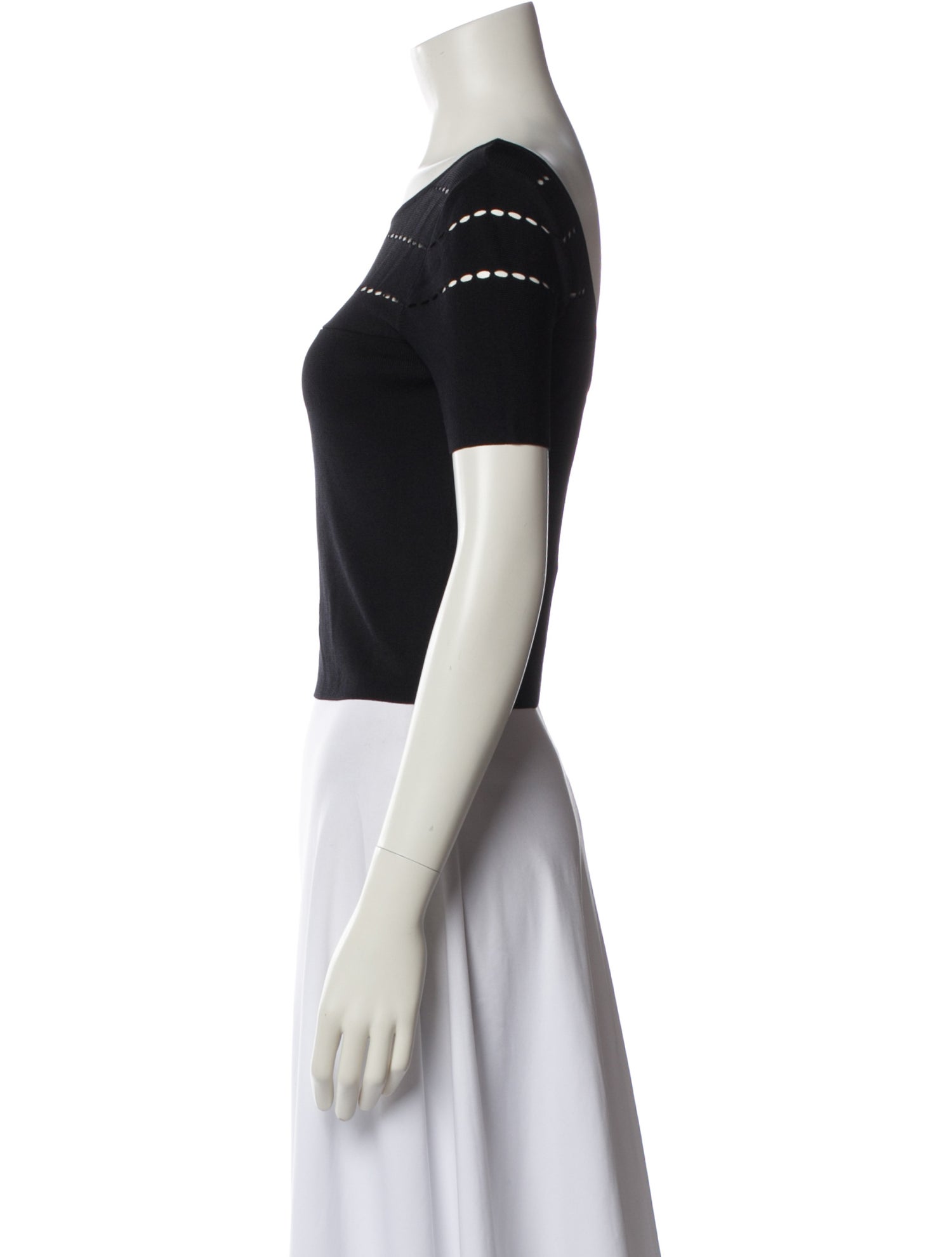 Sandro Bateau Neckline Short Sleeve Crop Top